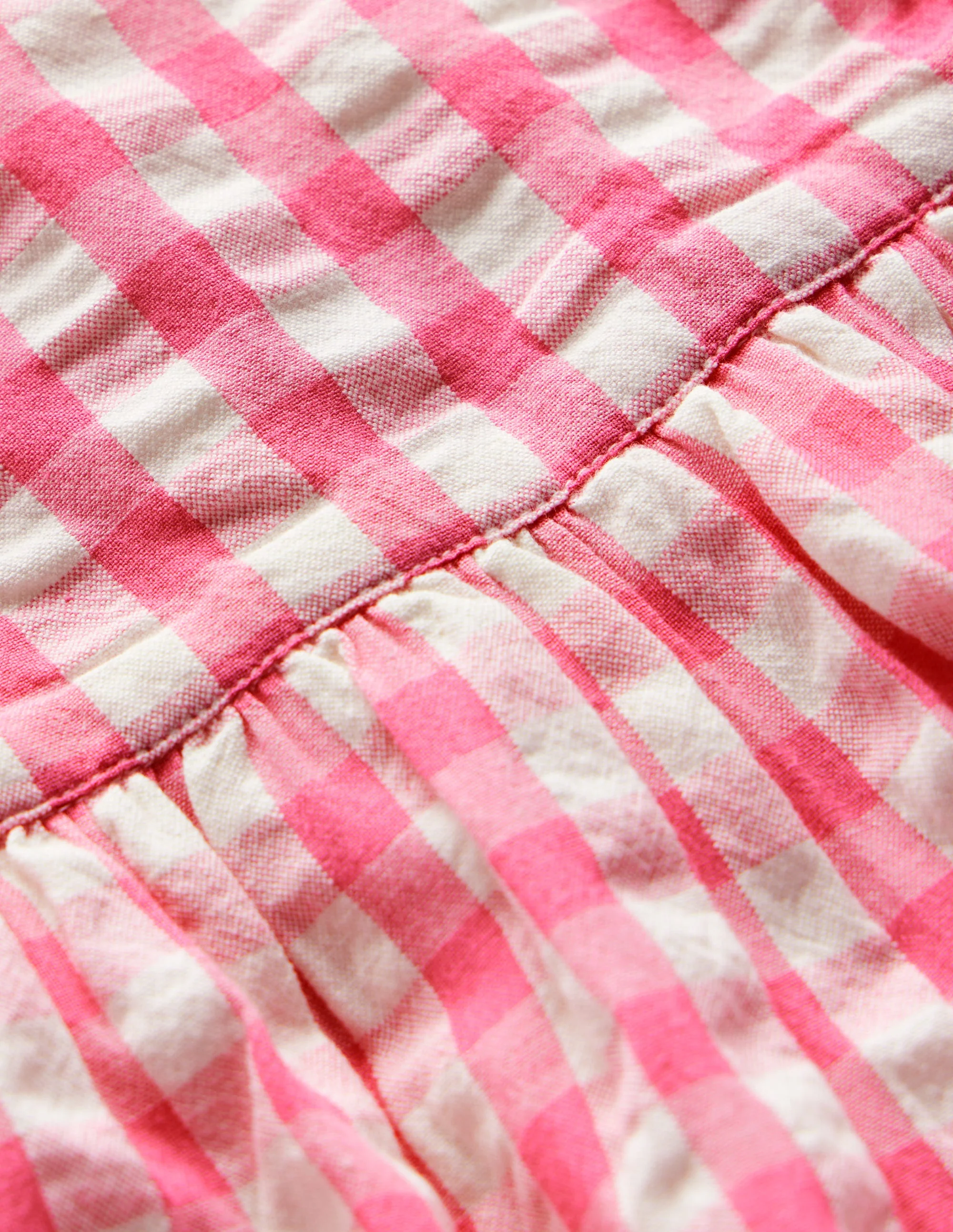 Woven Frill Dress-Pink and Ivory Gingham - Image 3