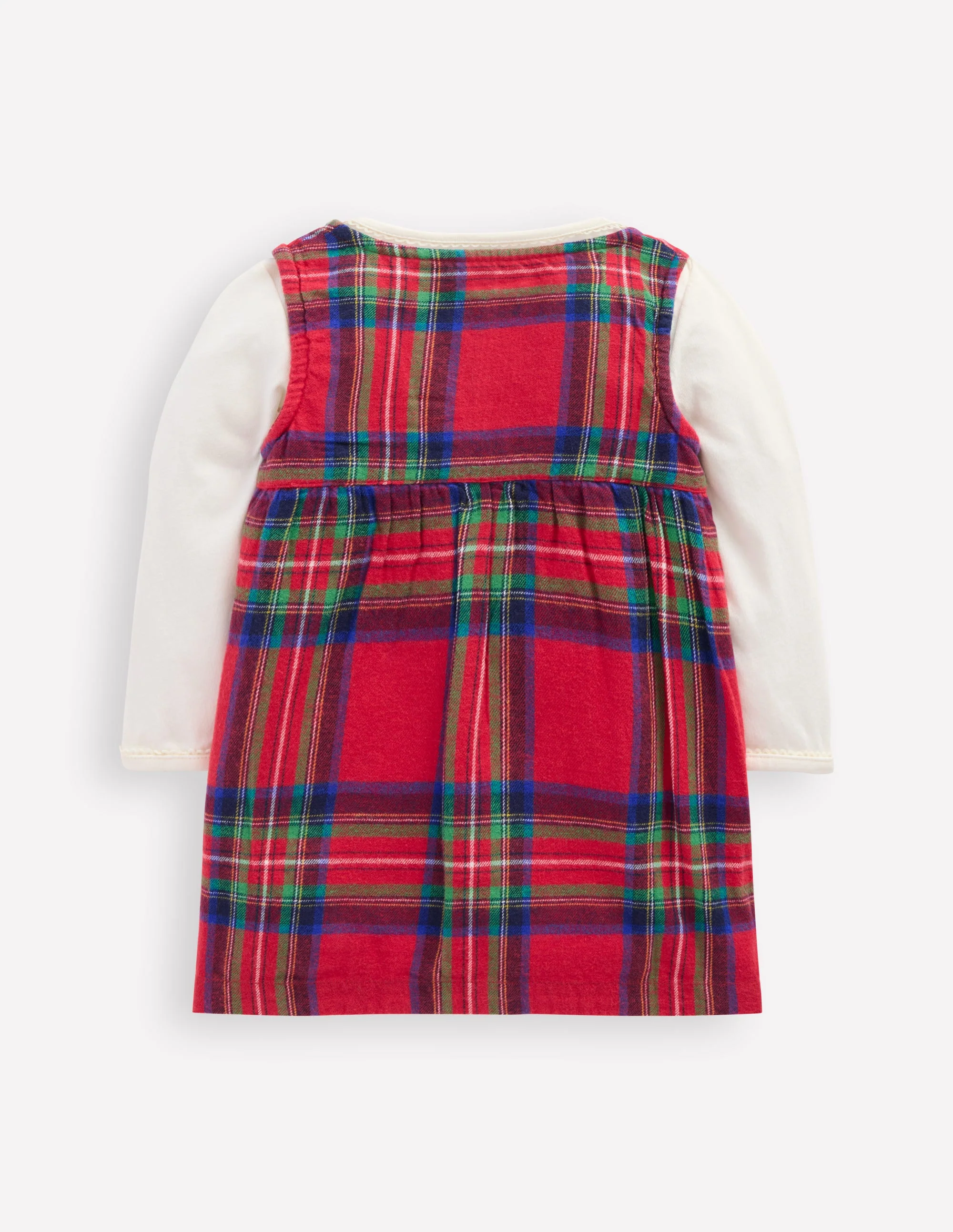 Woven Pinny Dress Set-Red Check - Image 2