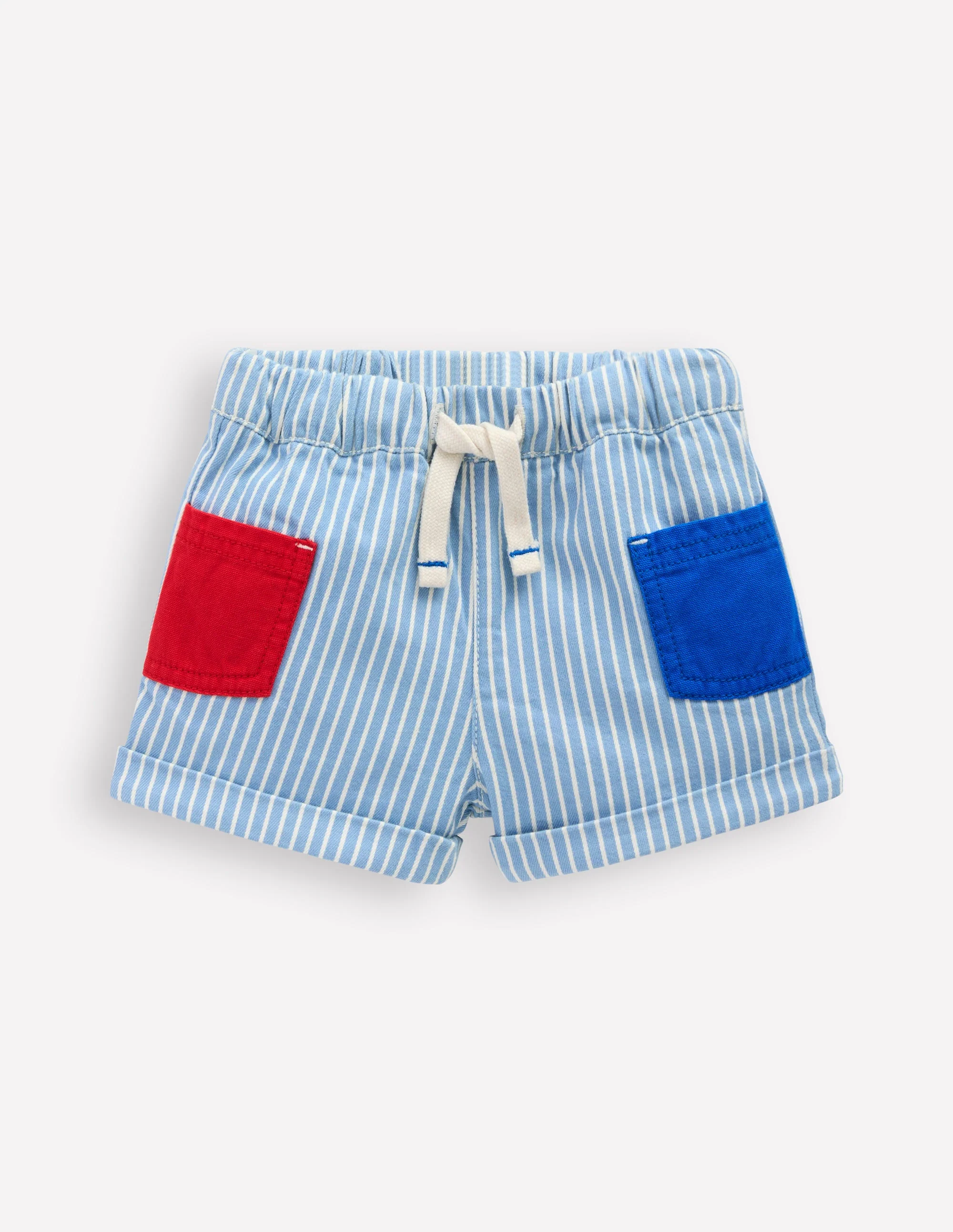 Woven Pocket Shorts-Blue Stripe