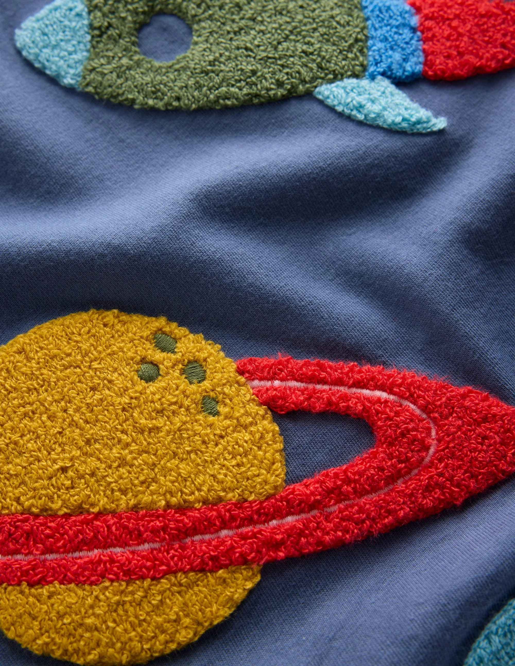 Applique Mock Sleeve T-Shirt-Robot Blue Space - Image 3