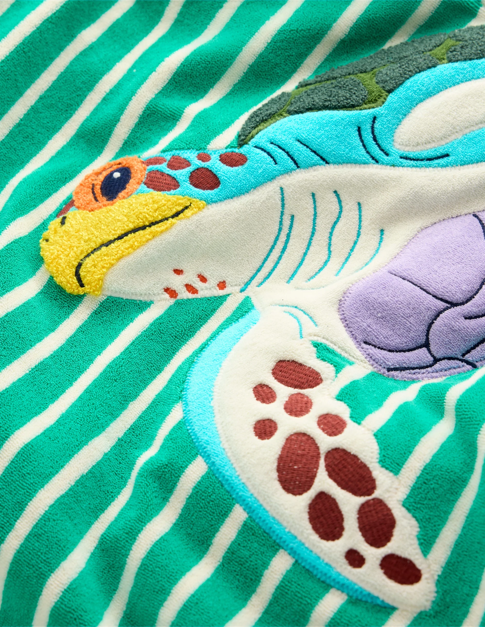 Appliqué Towelling Throw-on-Aquamarine Blue Turtle - Image 3