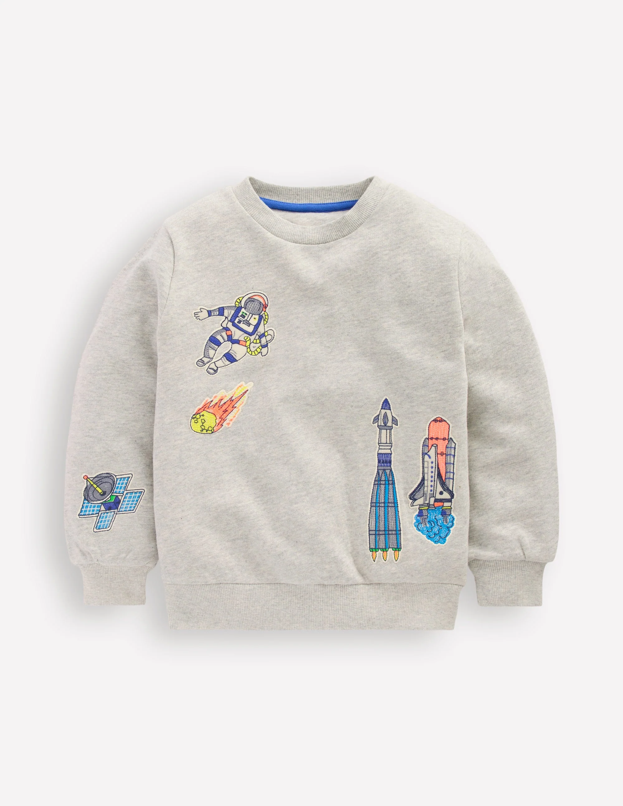 Badge Sweatshirt-Grey Marl Space - Image 6