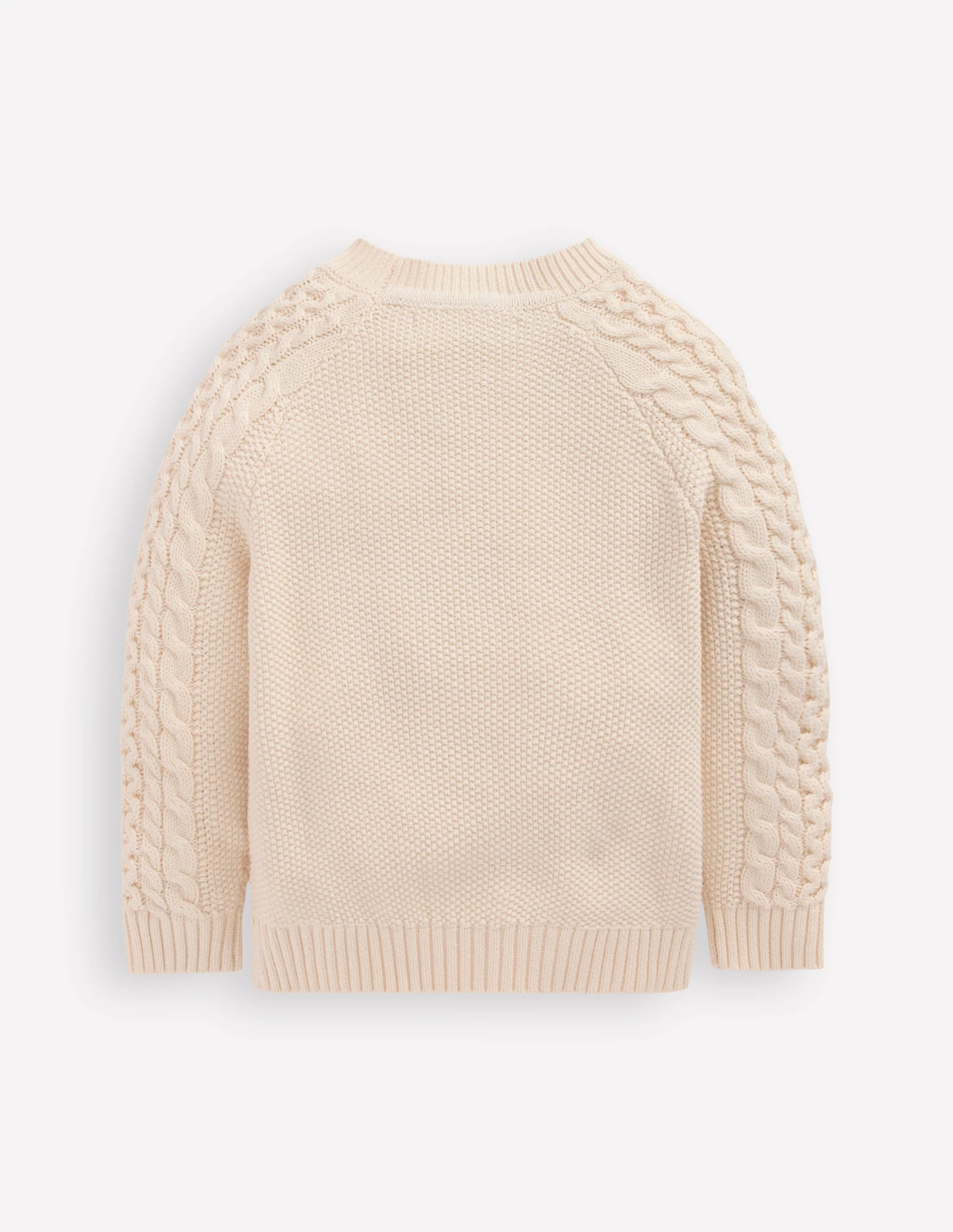 Cable Embroidered Jumper-Warm Ivory - Image 7