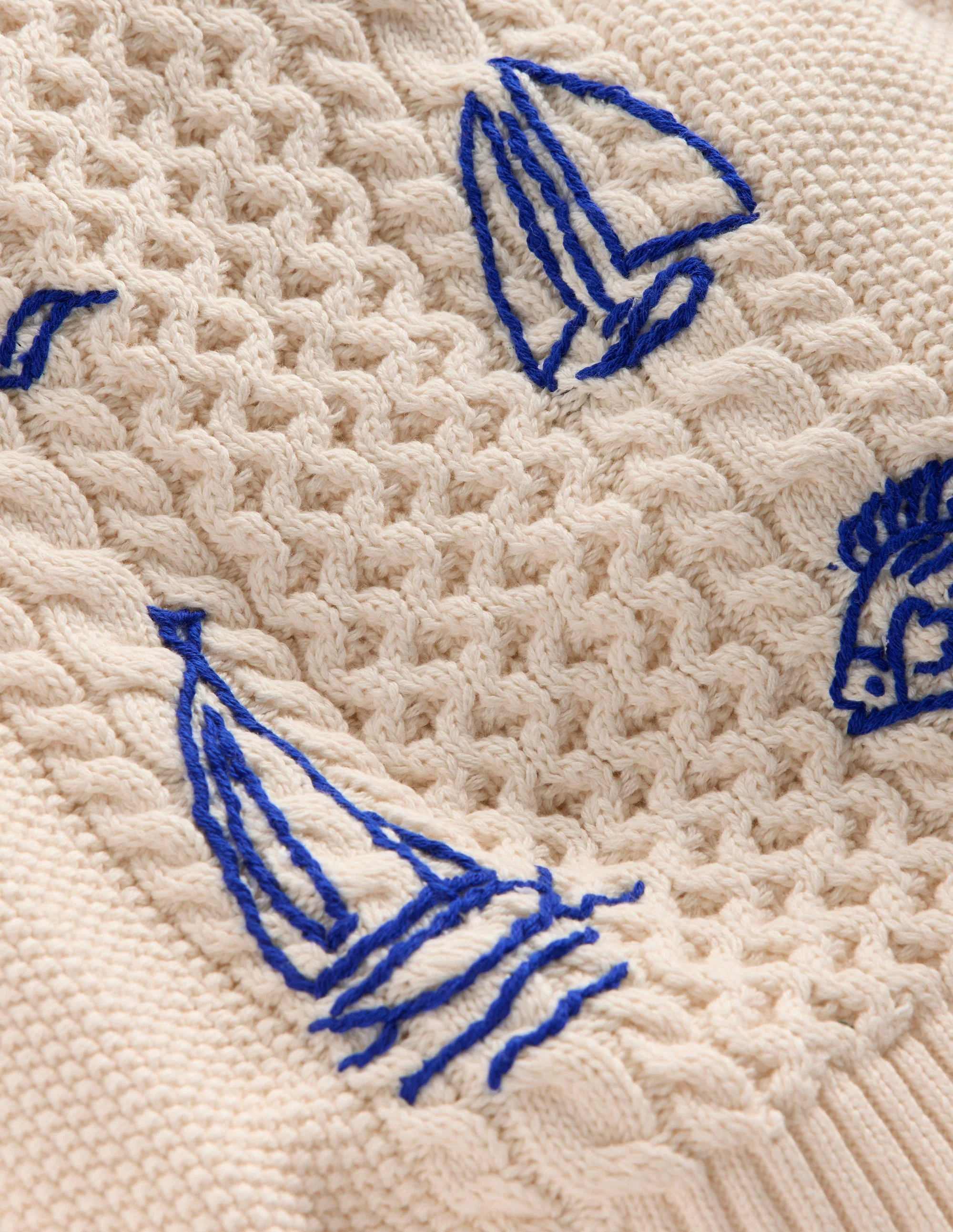 Cable Embroidered Jumper-Warm Ivory - Image 8