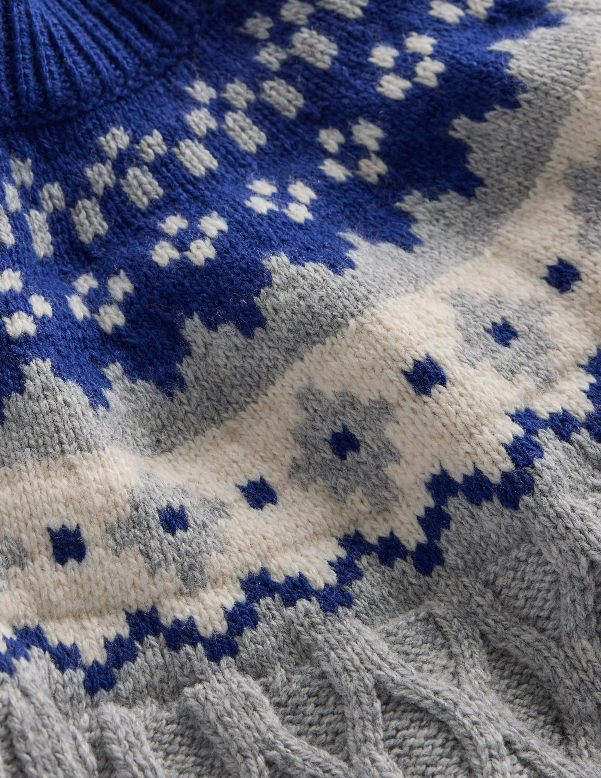 Cable Fair Isle Jumper-Grey Marl - Image 6