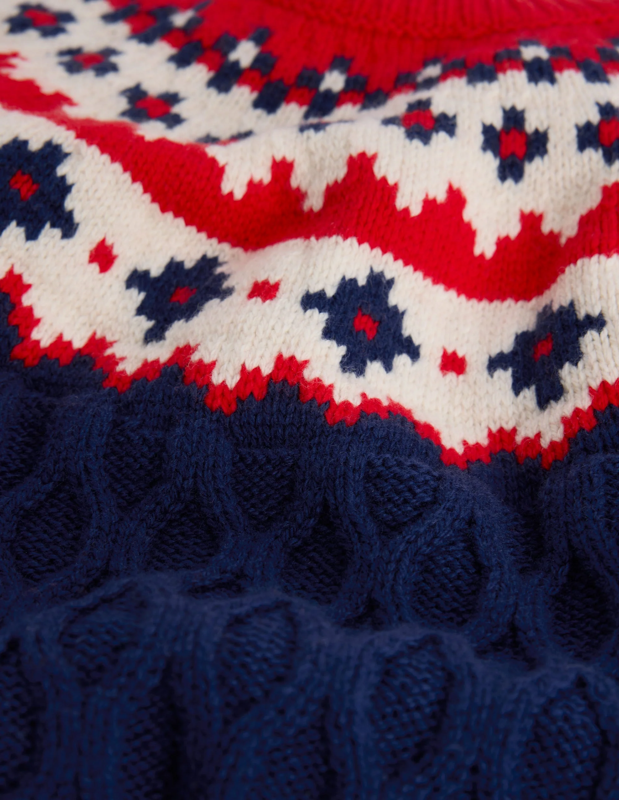 Cable Fair Isle Jumper-Medieval Blue - Image 3