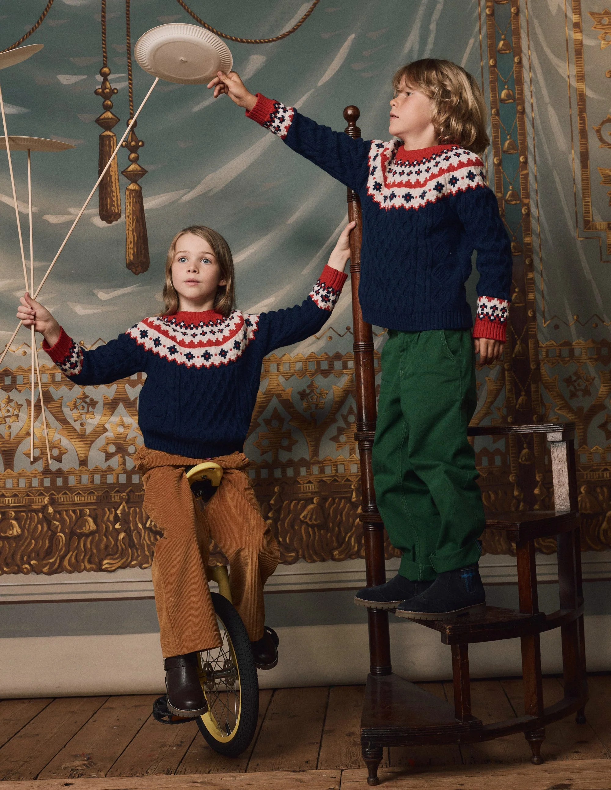 Cable Fair Isle Jumper-Medieval Blue - Image 4