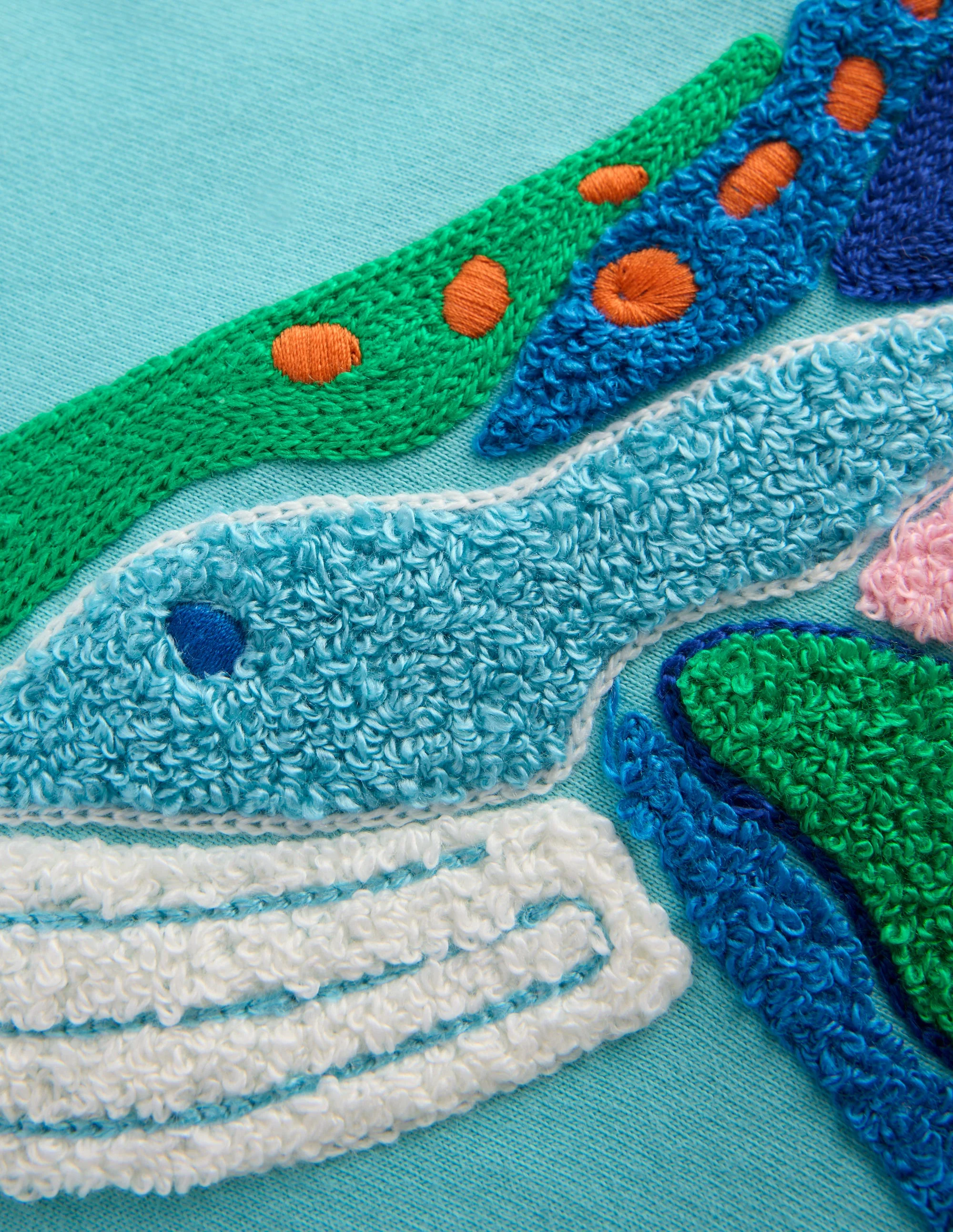 Chain Stitch T-Shirt-Caribbean Blue Whale - Image 3