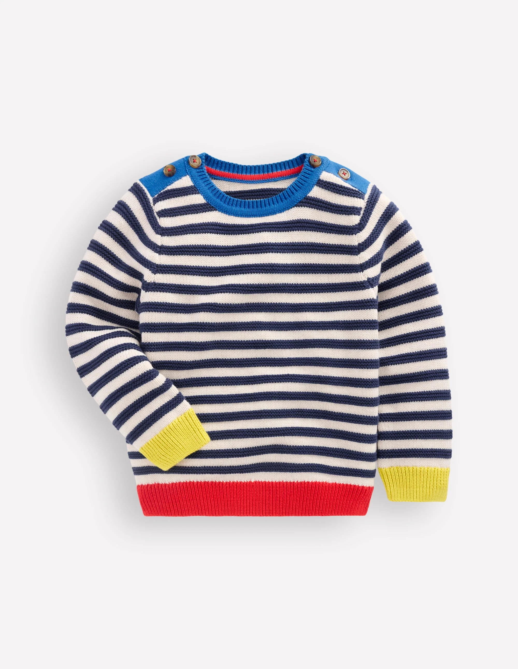 Chunky Jumper-Navy Marl and Ecru Stripe - Image 4