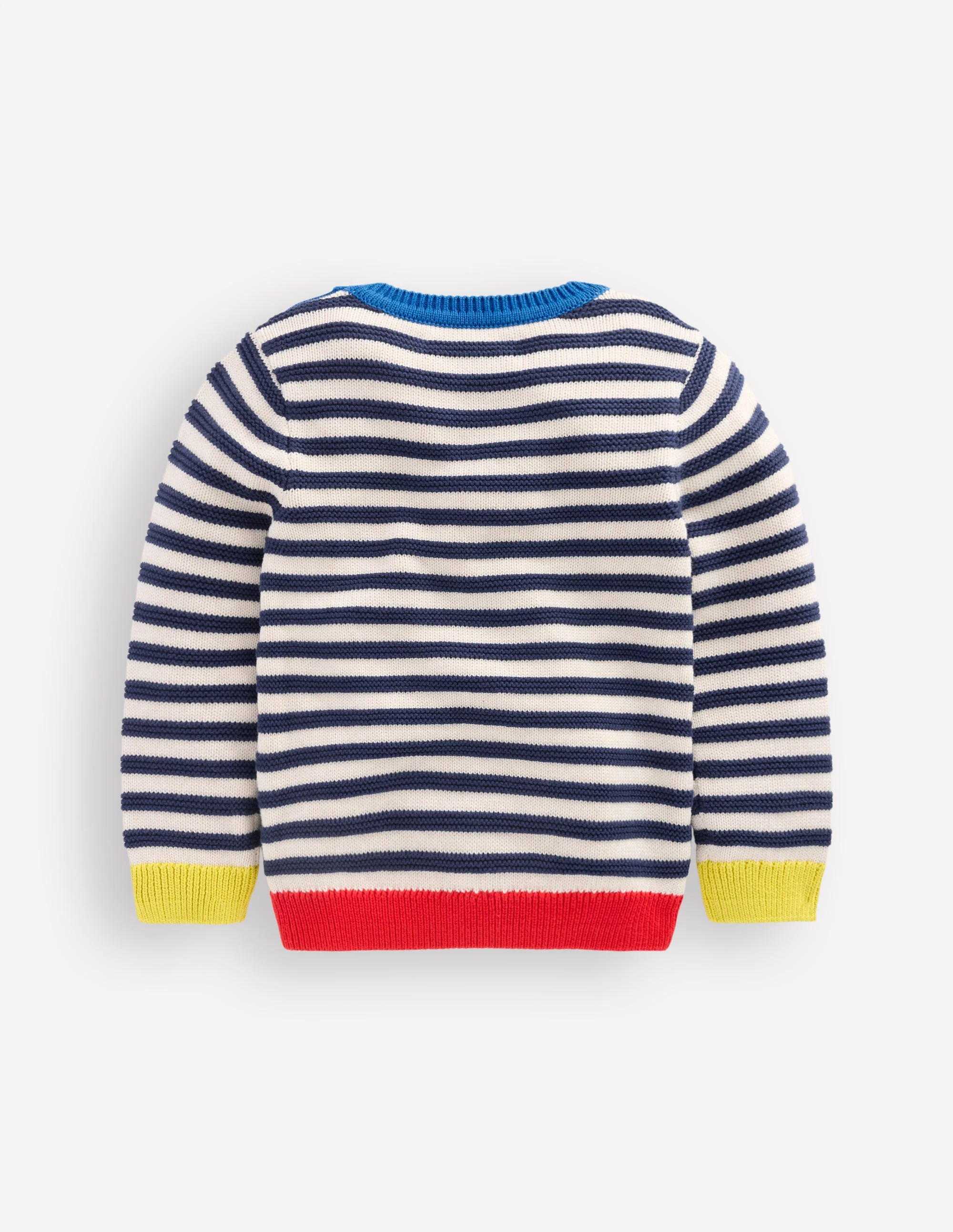 Chunky Jumper-Navy Marl and Ecru Stripe - Image 5