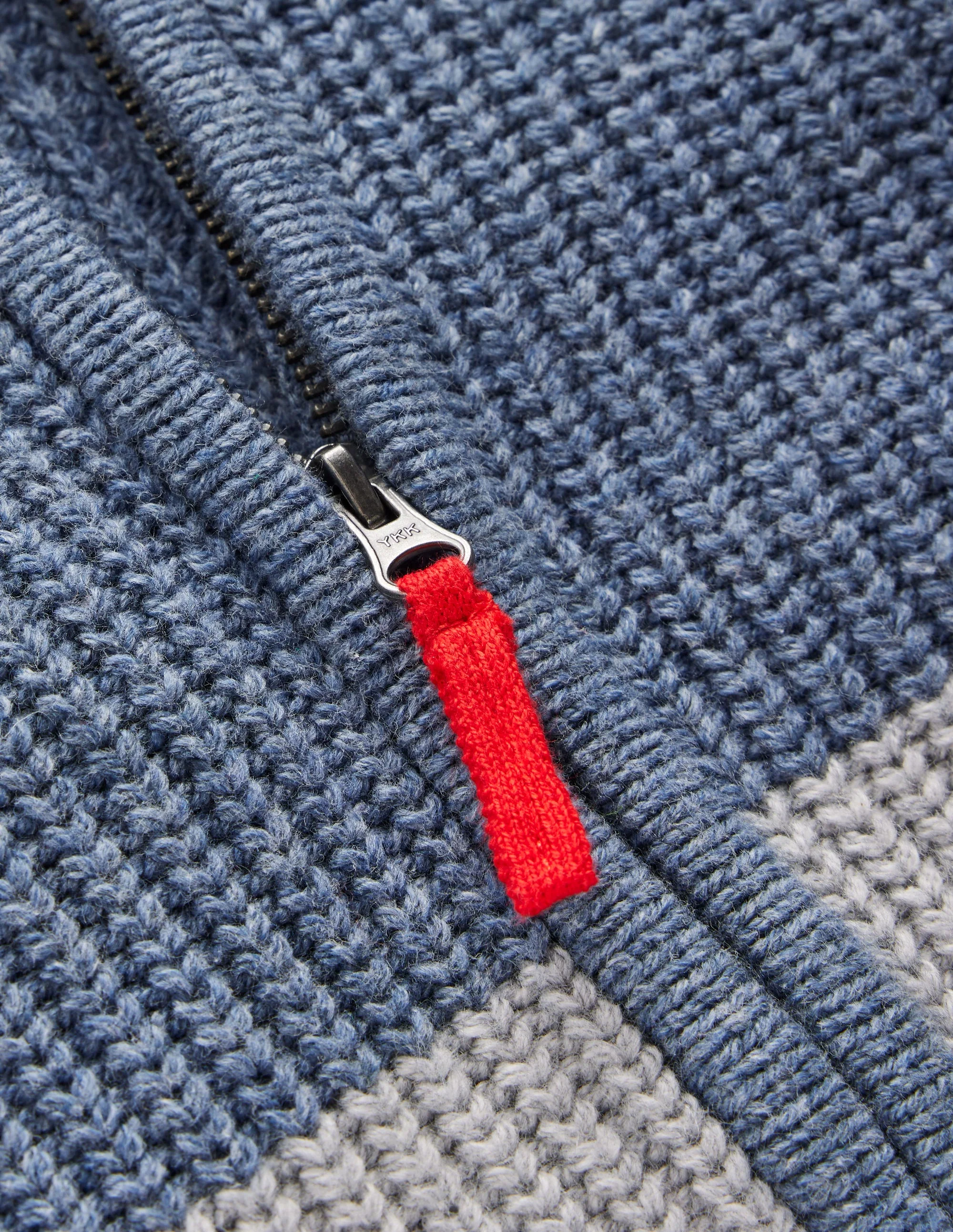 Chunky Zip-Through Jumper-Grey Marl Colour Block - Image 3