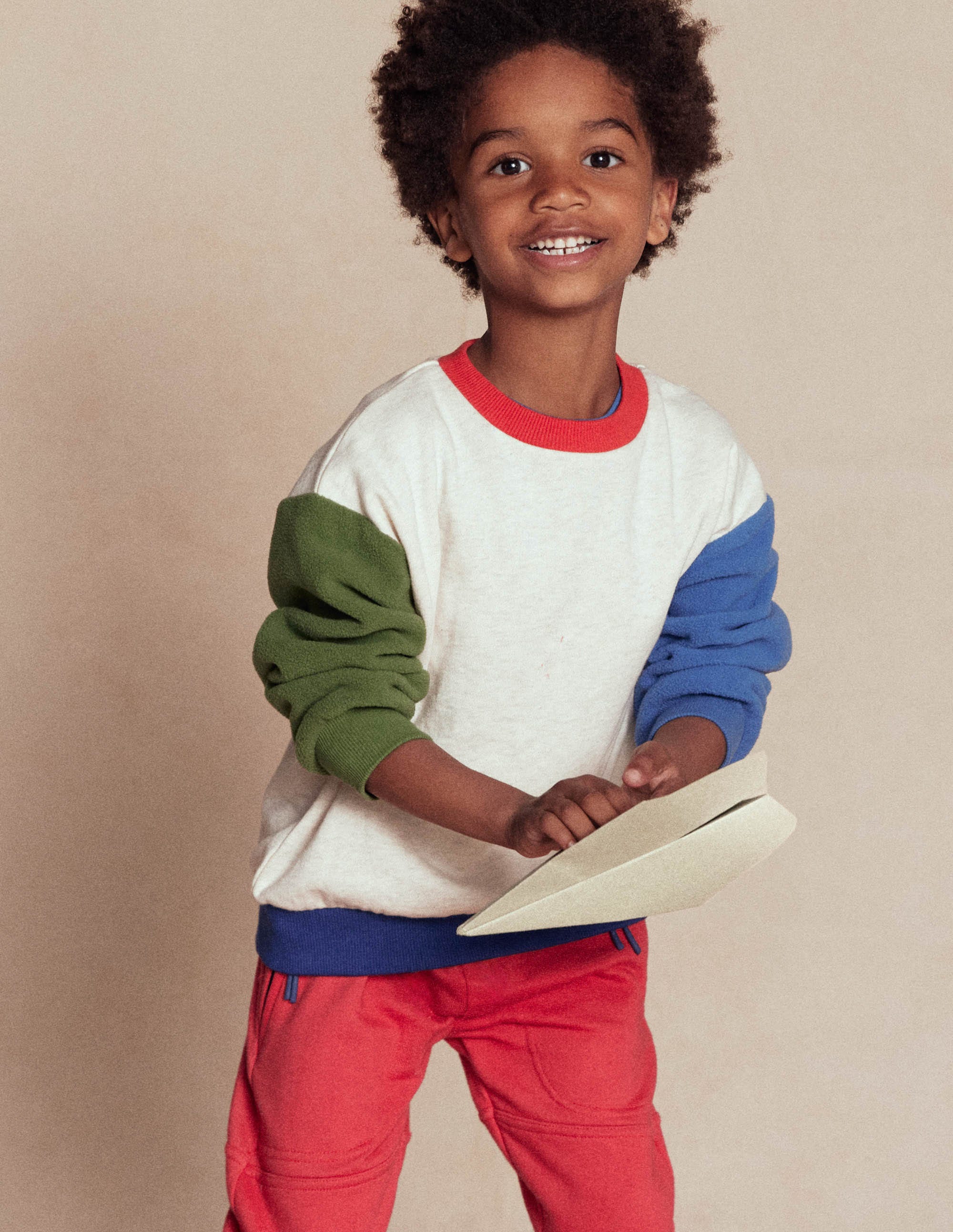 Colourblock Sweatshirt-Oatmeal Marl Colourblock - Image 4