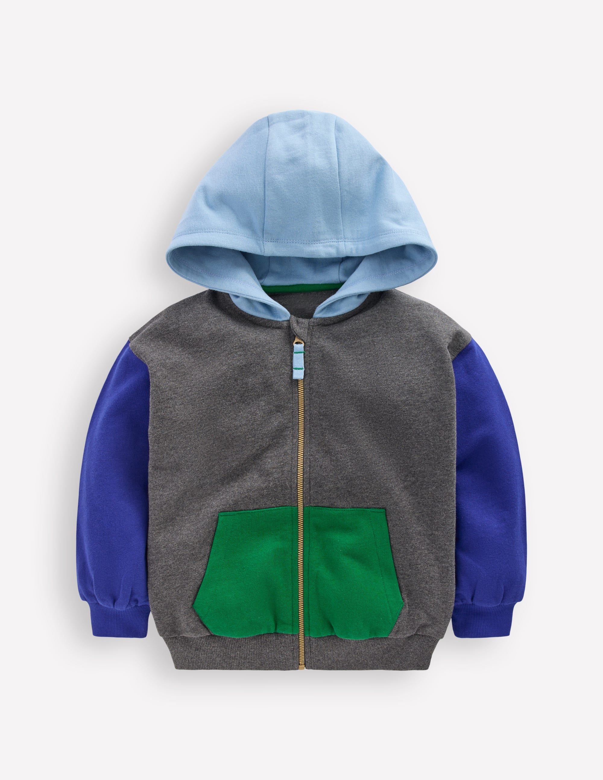 Colourblock Zip-through Hoodie-GREY MARL COLOURBLOCK