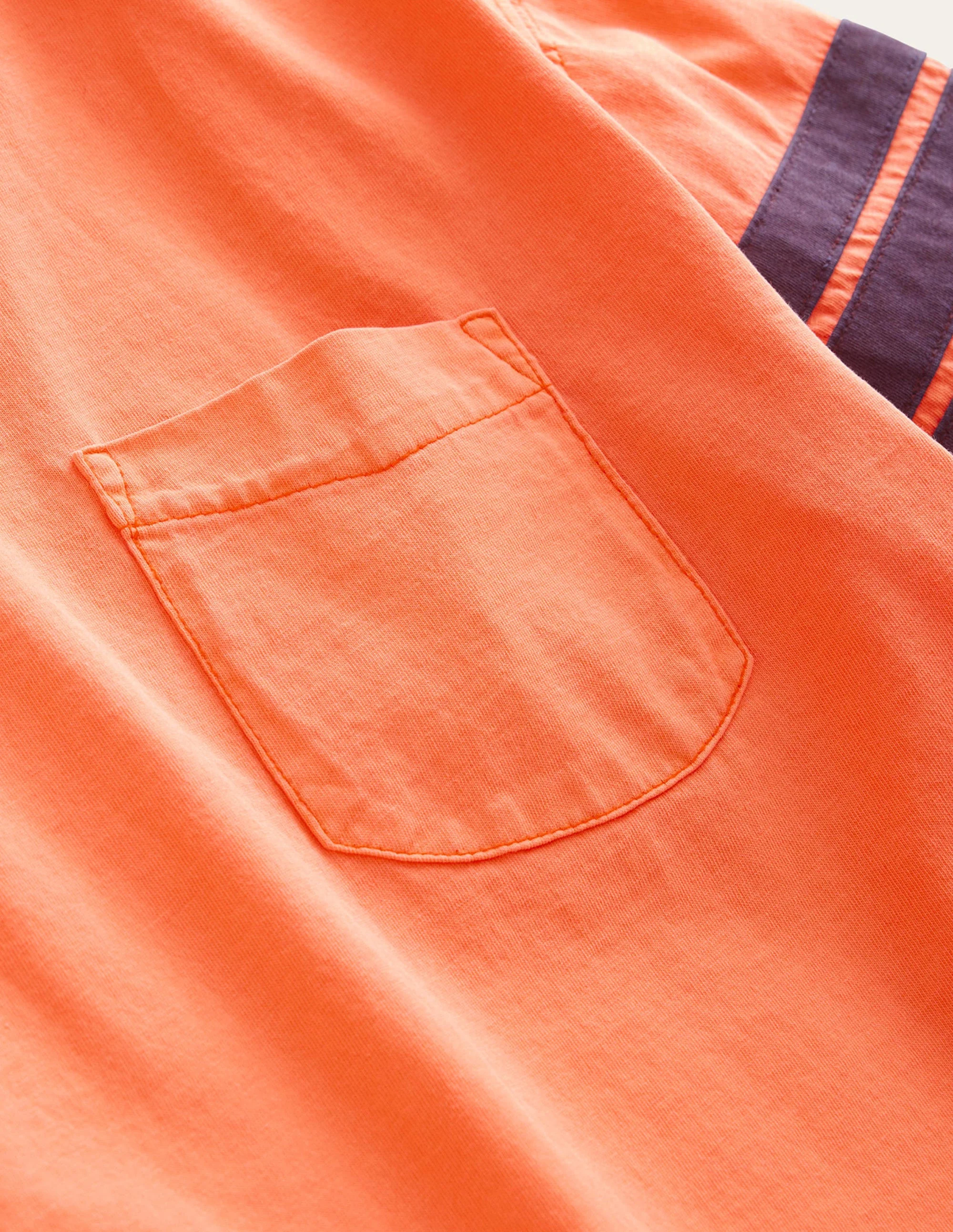 Contrast Stripe T-shirt-Neon Orange - Image 3