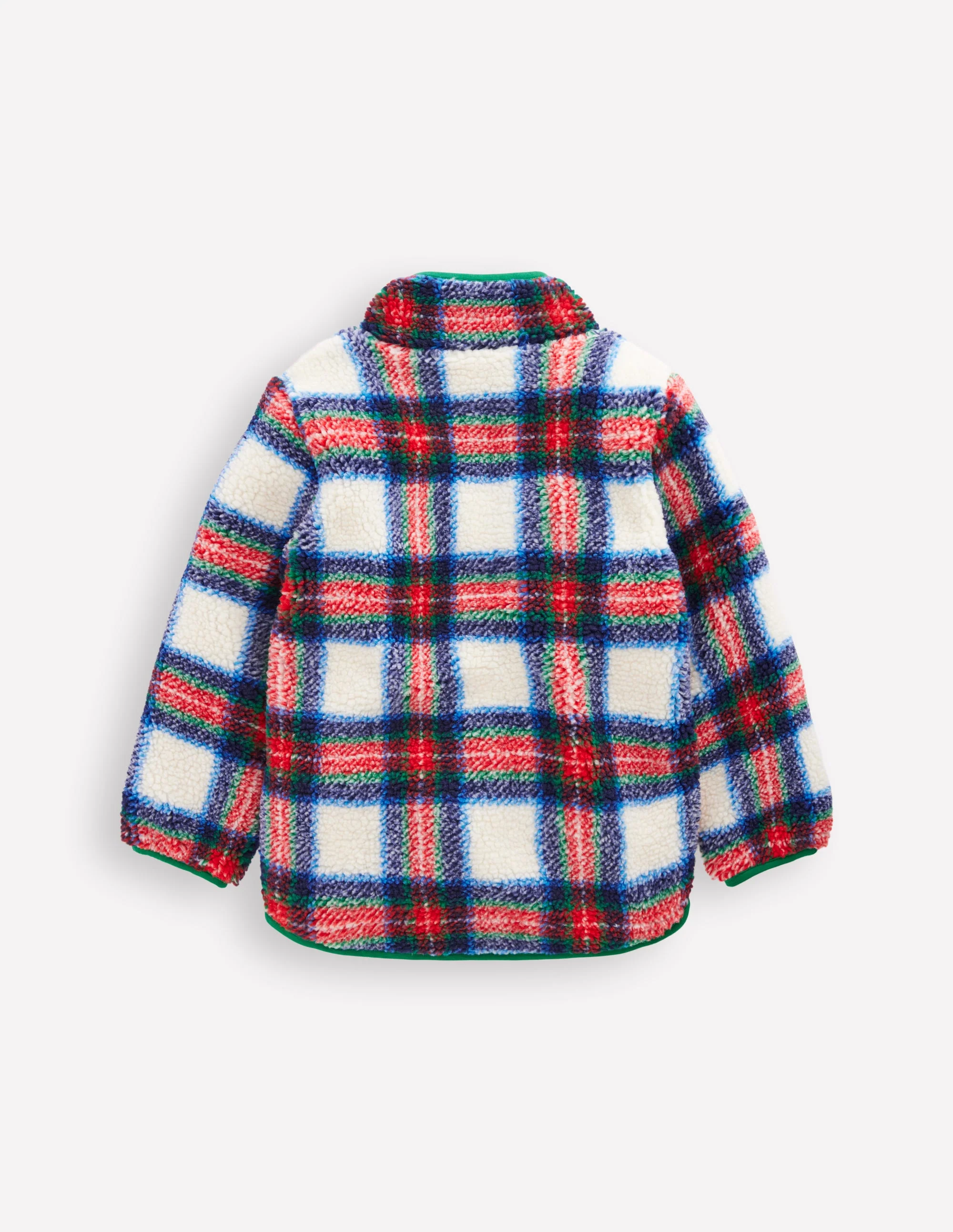 Cosy Borg Jacket-Ivory, Blue and Red Check - Image 2