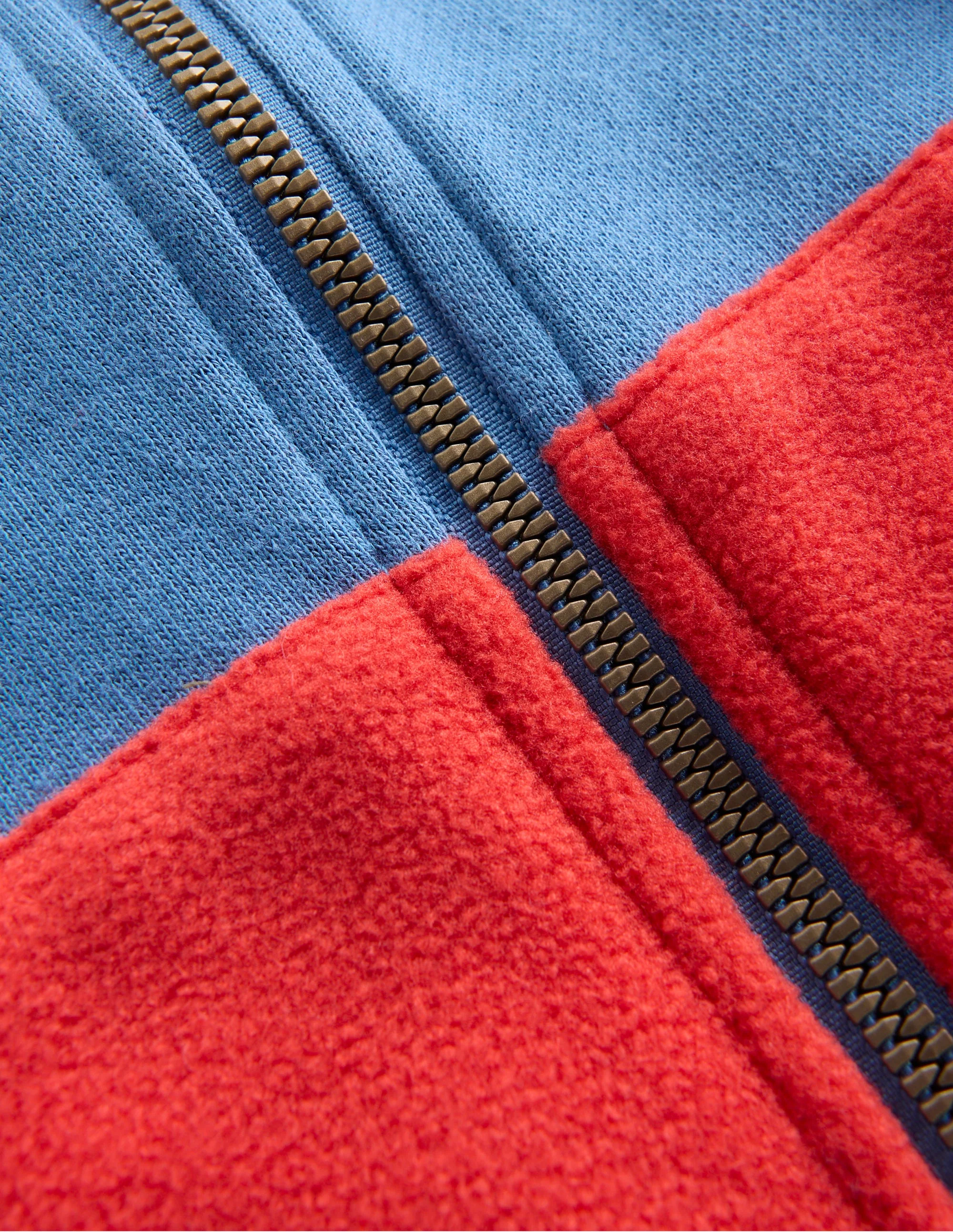 Cosy Zip Through Sweatshirt-Blue River Colourblock - Image 3