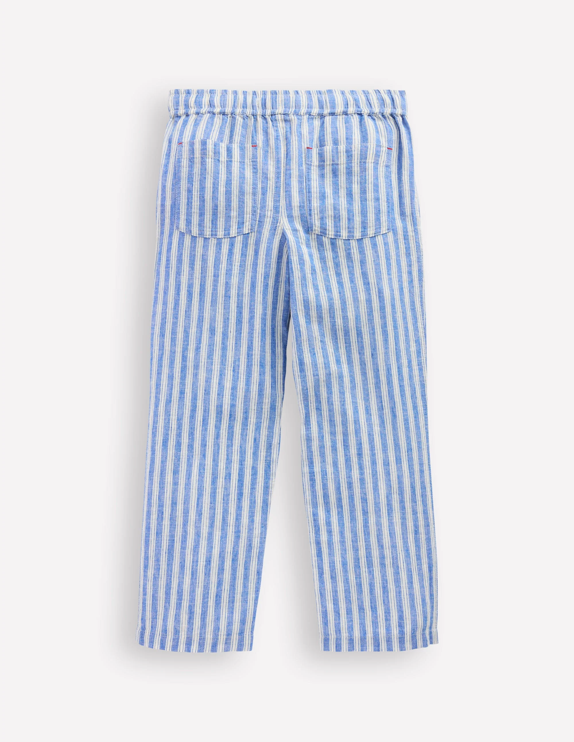 Cotton Linen Pull-on Trouser-Blue Ticking - Image 2