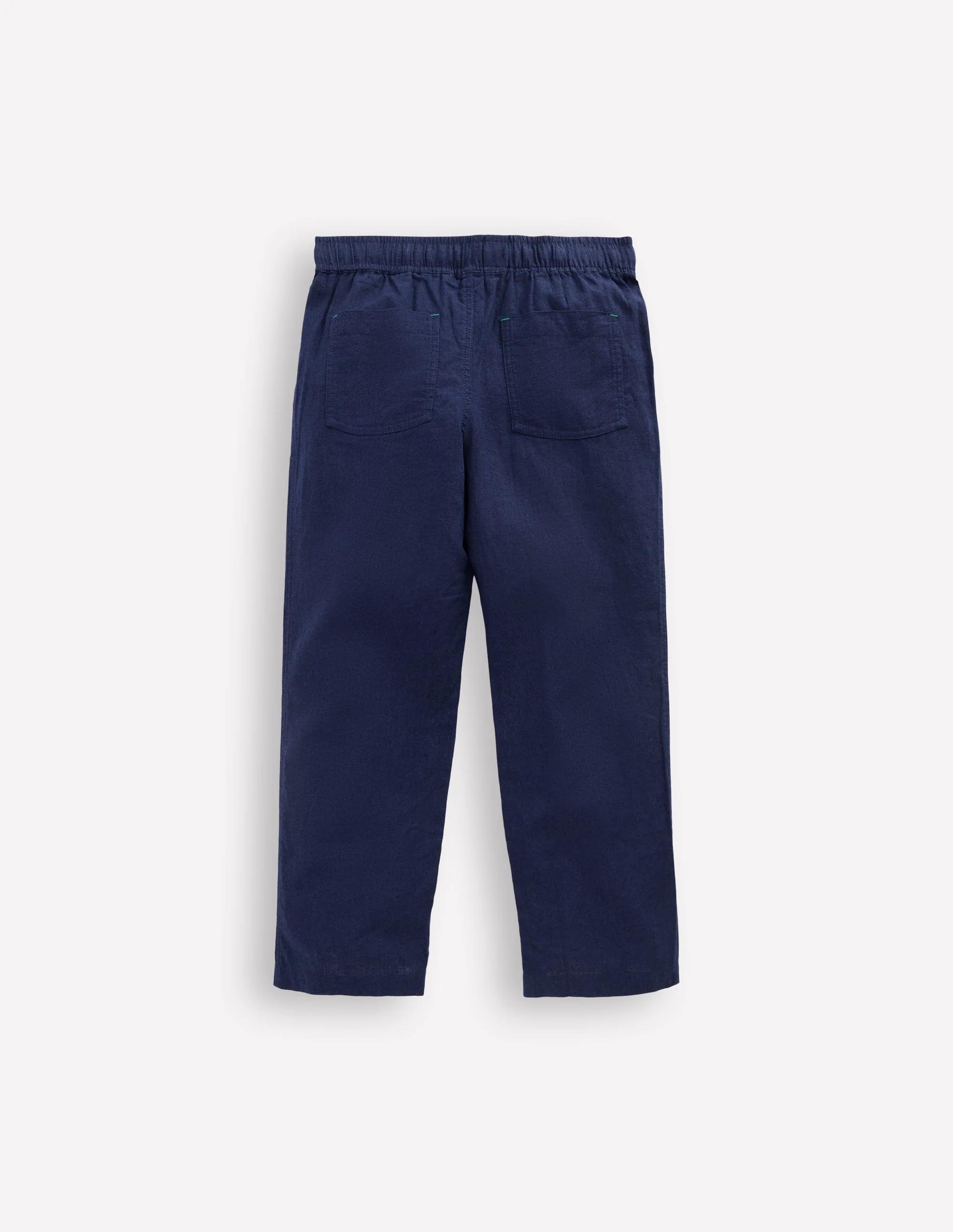 Cotton Linen Pull-on Trouser-Navy - Image 2