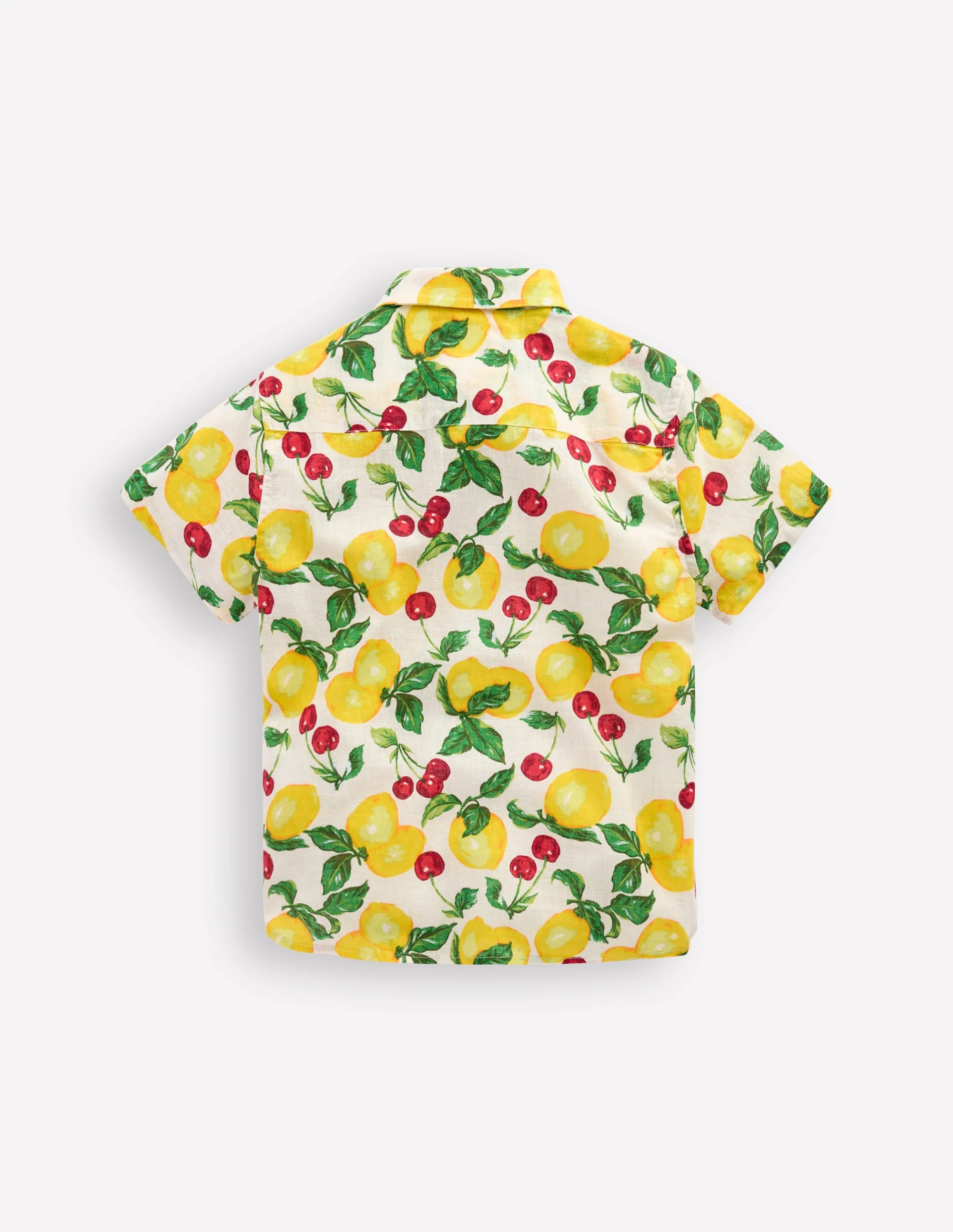 Cotton Linen Shirt-Soft Ivory Lemons and Cherries - Image 2