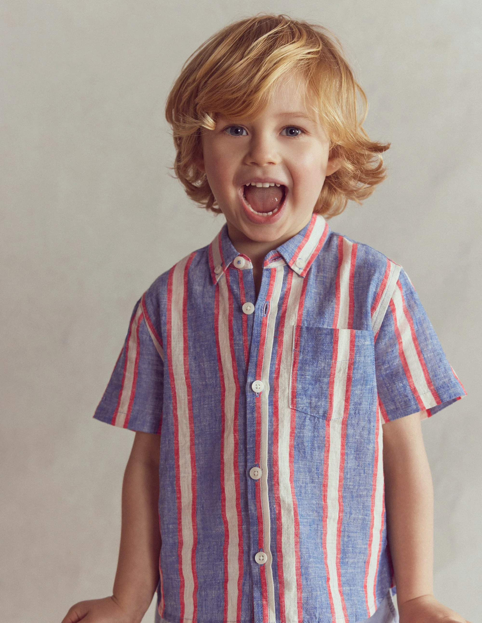Cotton Linen Shirt-Triple Stripe - Image 2
