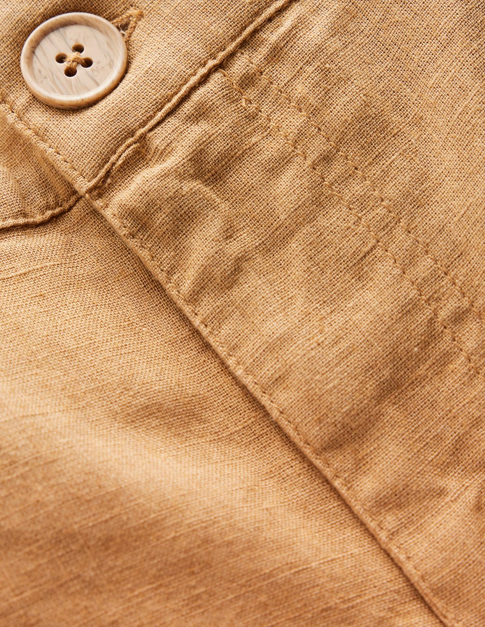 Cotton Linen Shorts-Hazelnut Brown - Image 3