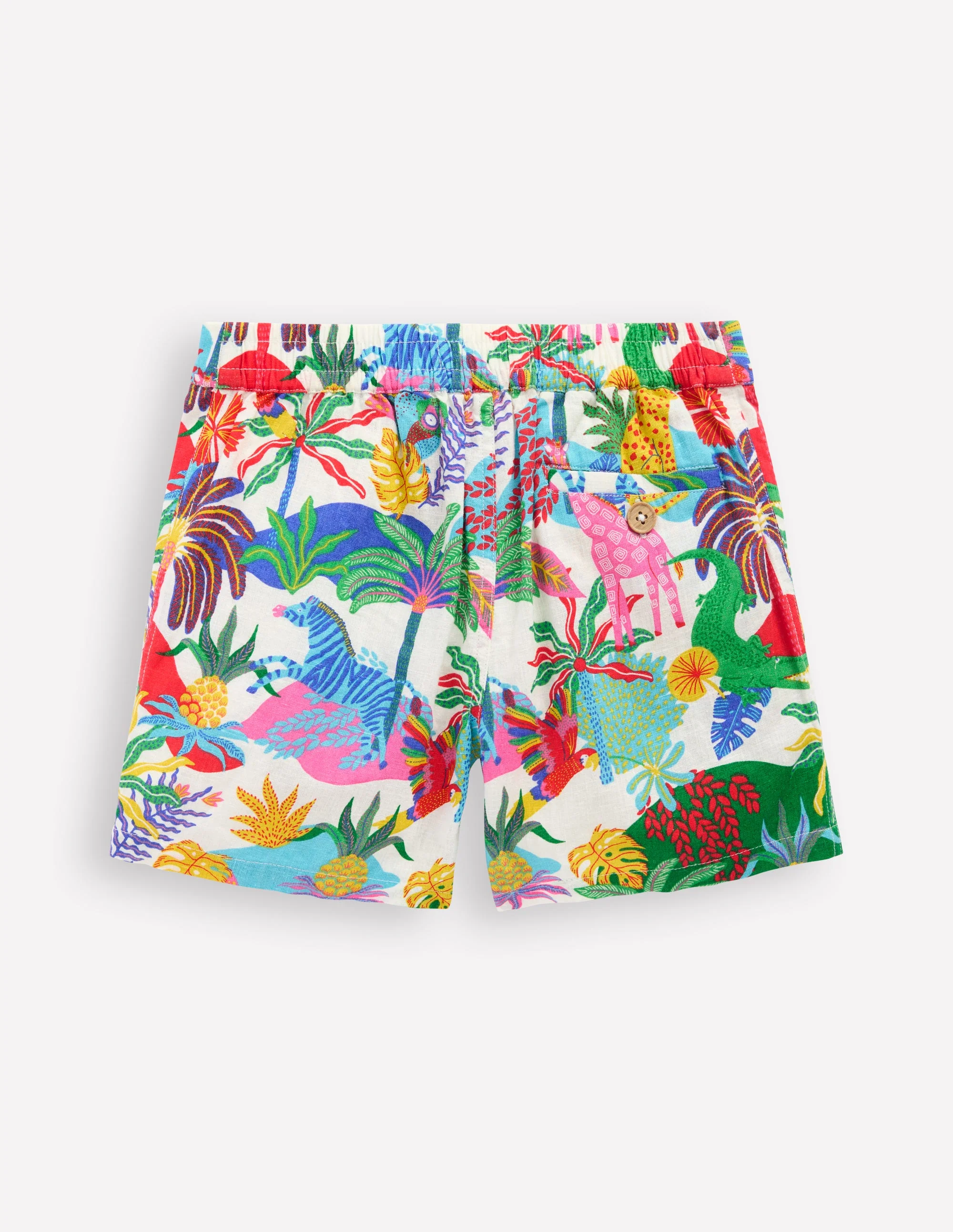 Cotton Linen Shorts-Ivory Multi Jungle - Image 2