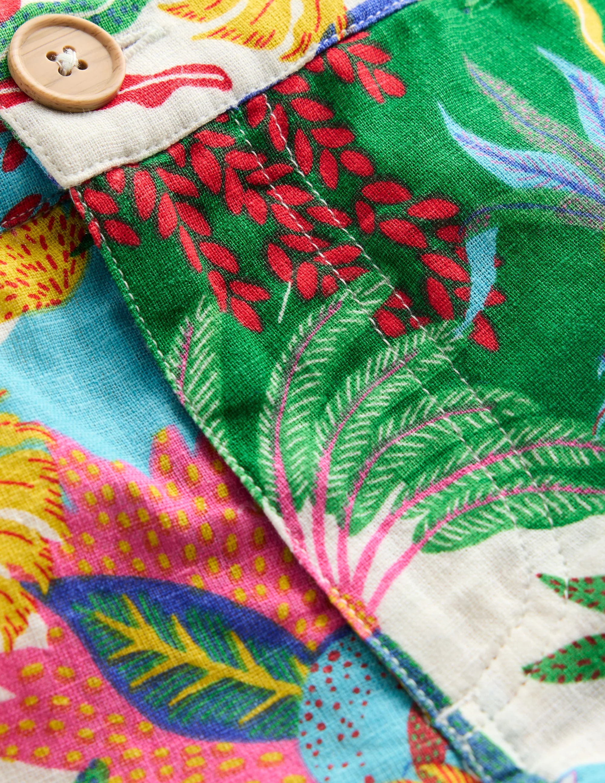 Cotton Linen Shorts-Ivory Multi Jungle - Image 3