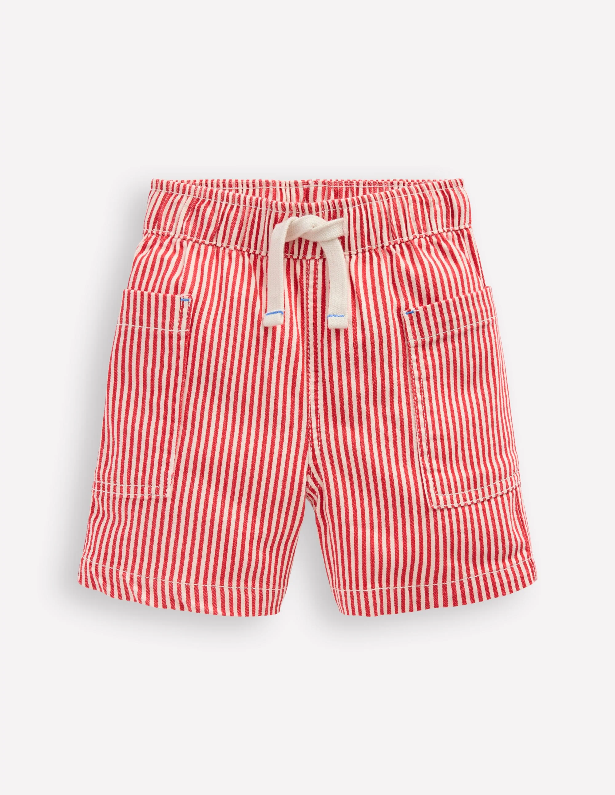 Cotton Pocket Shorts-Red Ticking