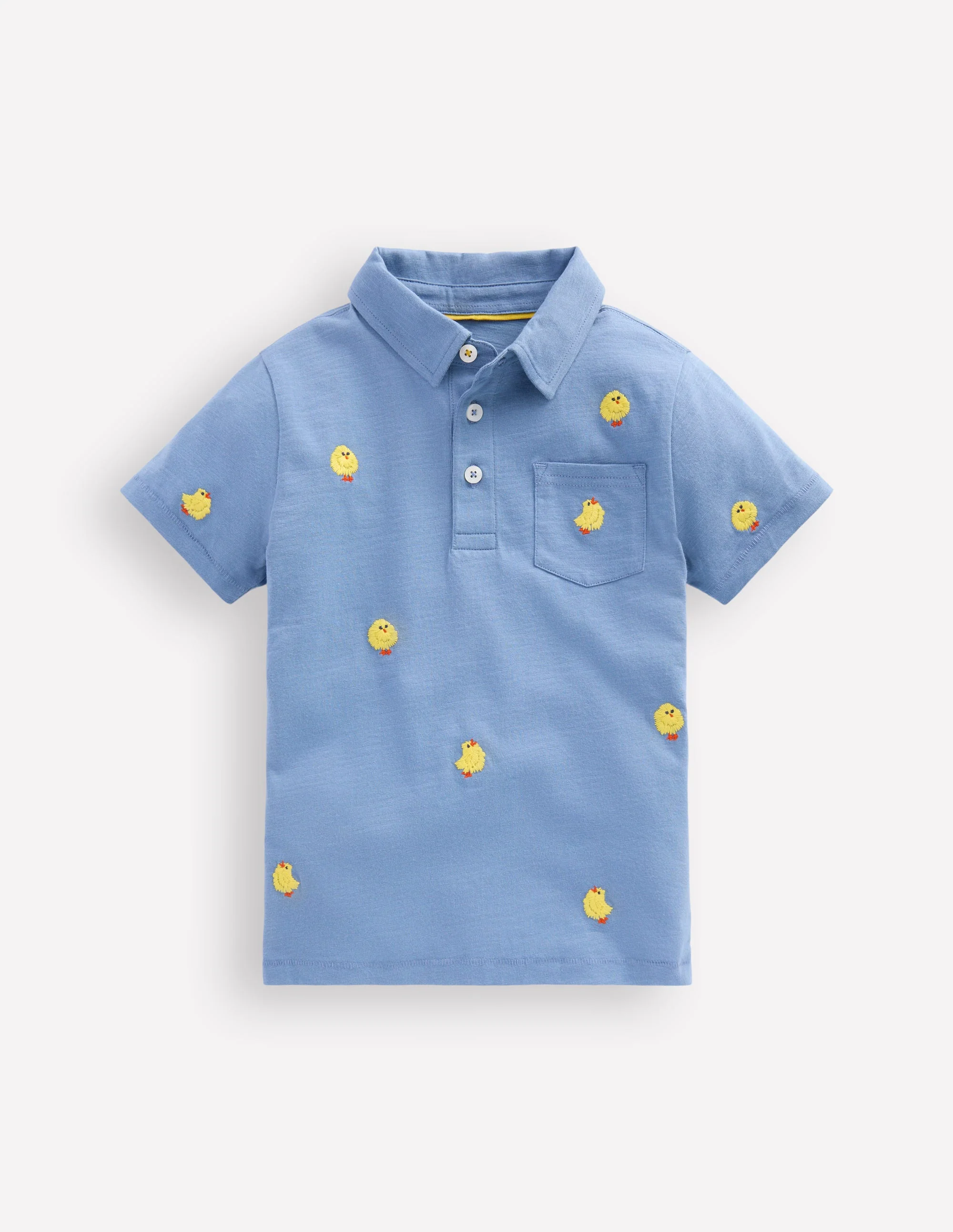 Embroidered Slub Polo Shirt-Chicks