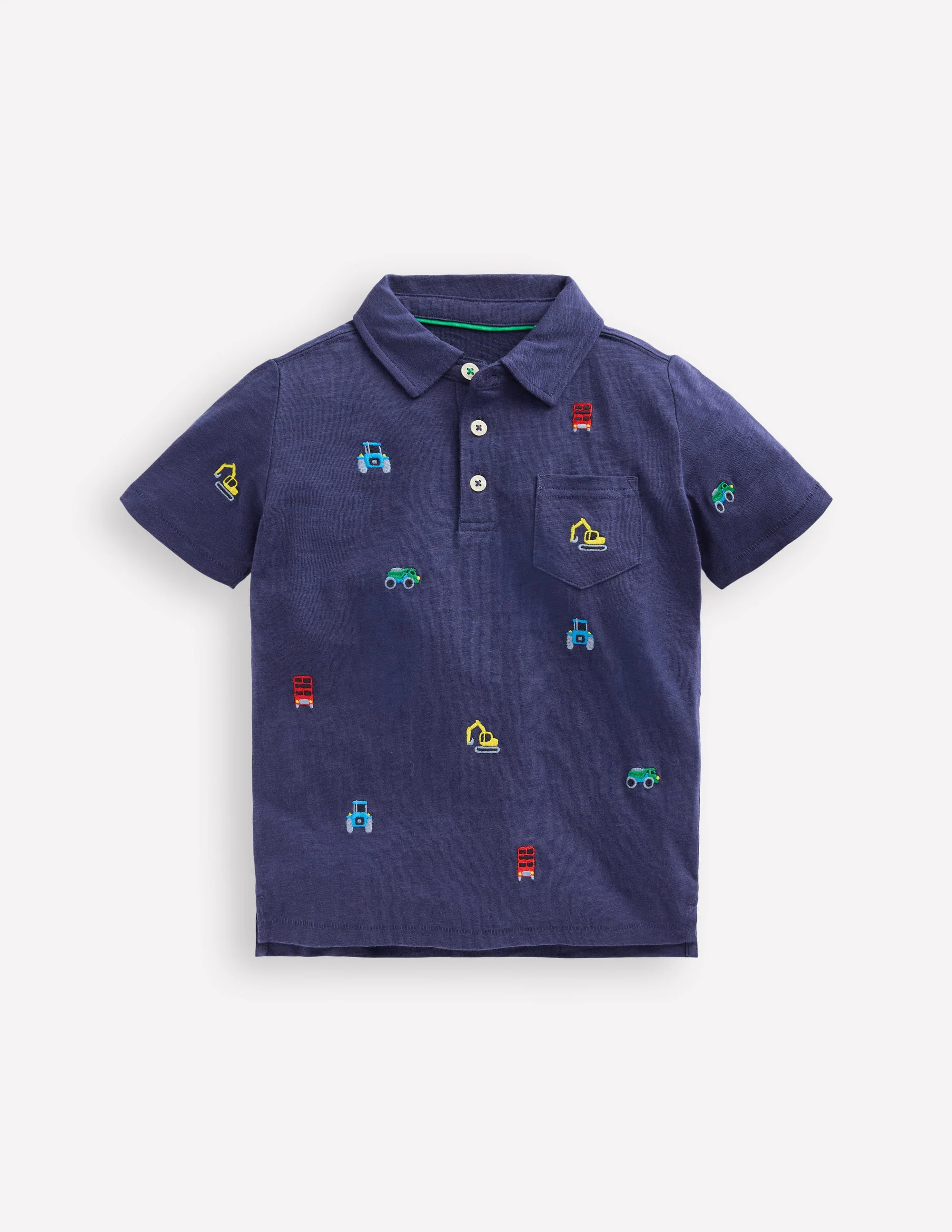 Embroidered Slub Polo Shirt-College Navy Transport