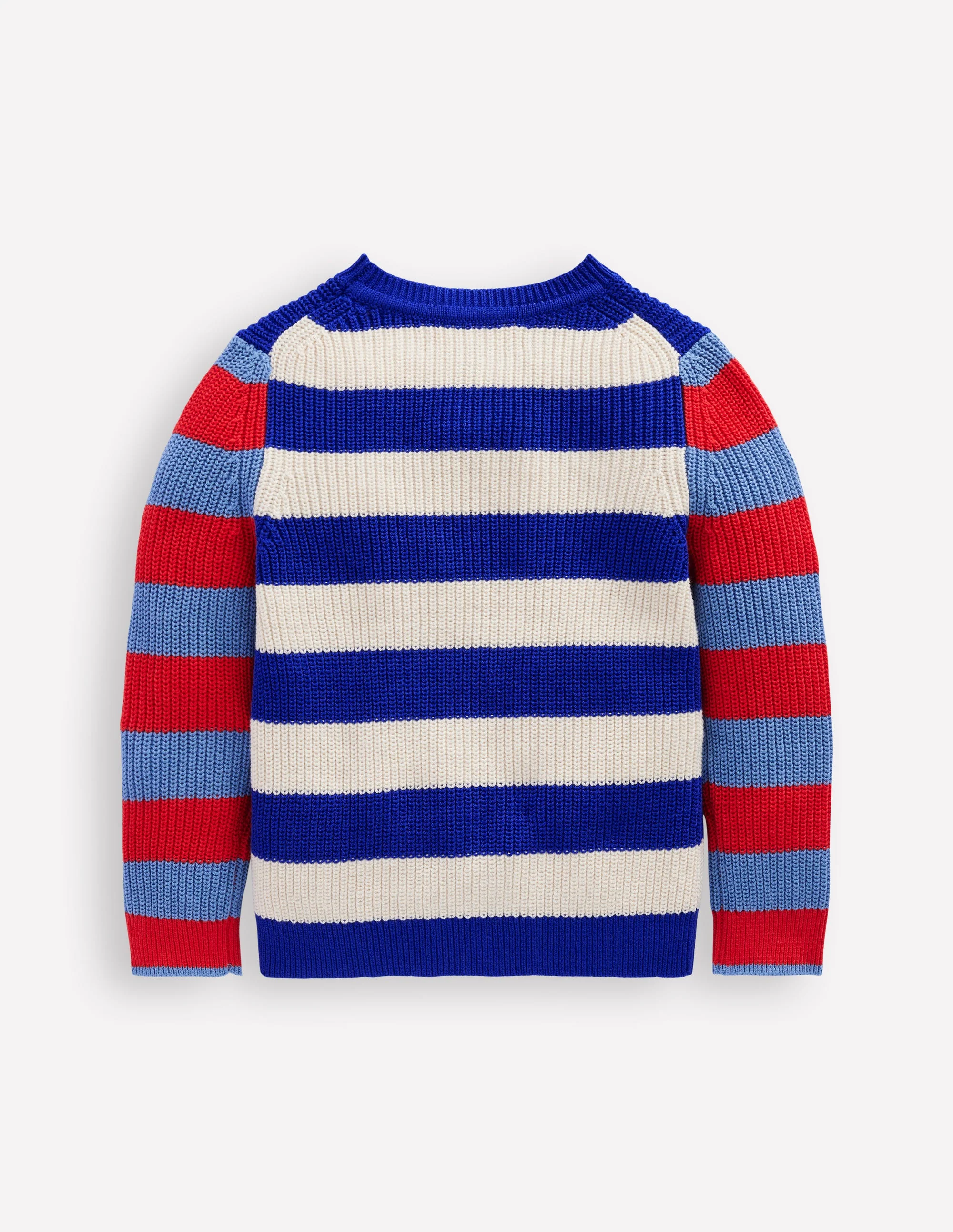 Everyday Cotton Jumper-Bright Blue/Ecru Marl Stripe - Image 2