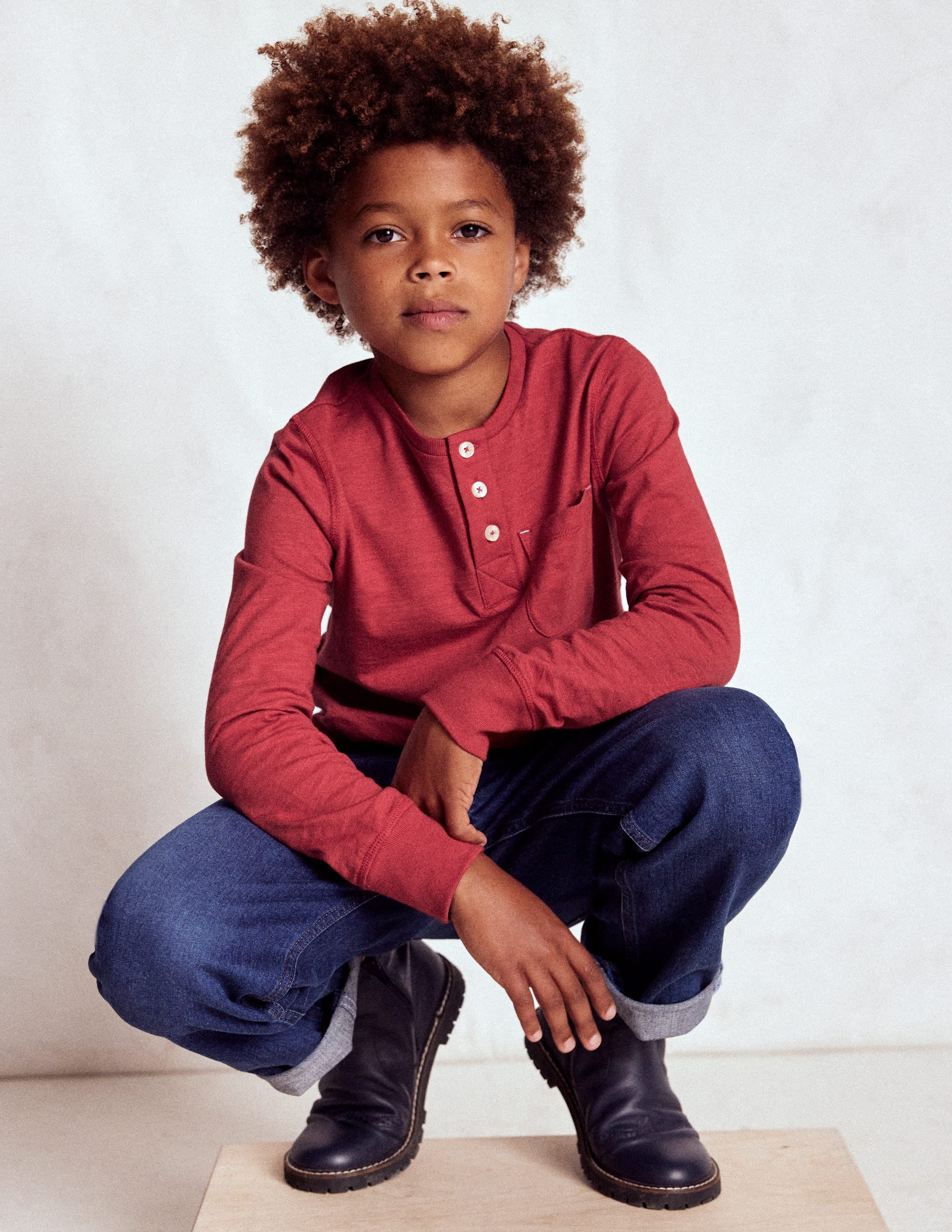 Everyday Henley T-shirt-Pomegranate red