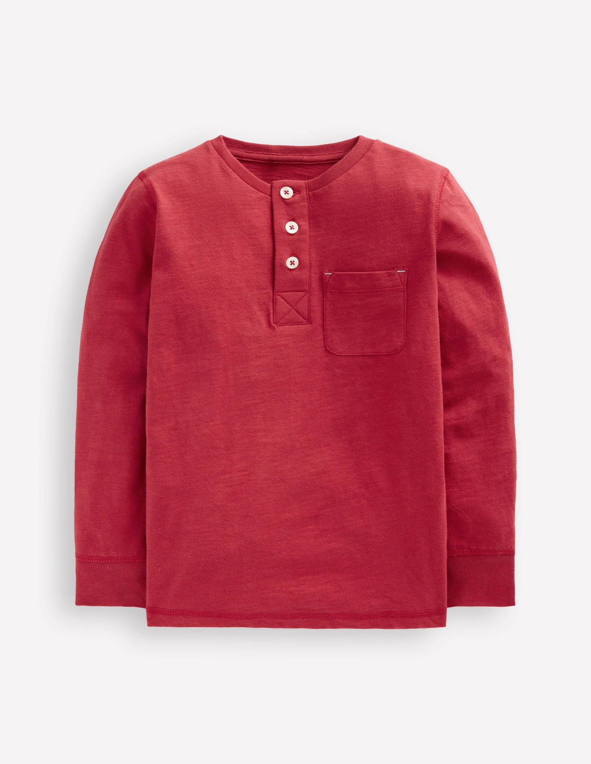 Everyday Henley T-shirt-Pomegranate red - Image 3