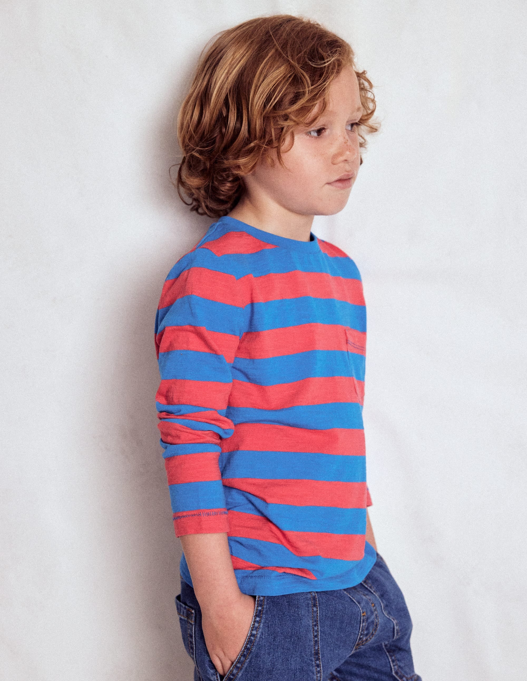 Everyday Long Sleeve T-Shirt-Kingfisher Blue/ Jam Red