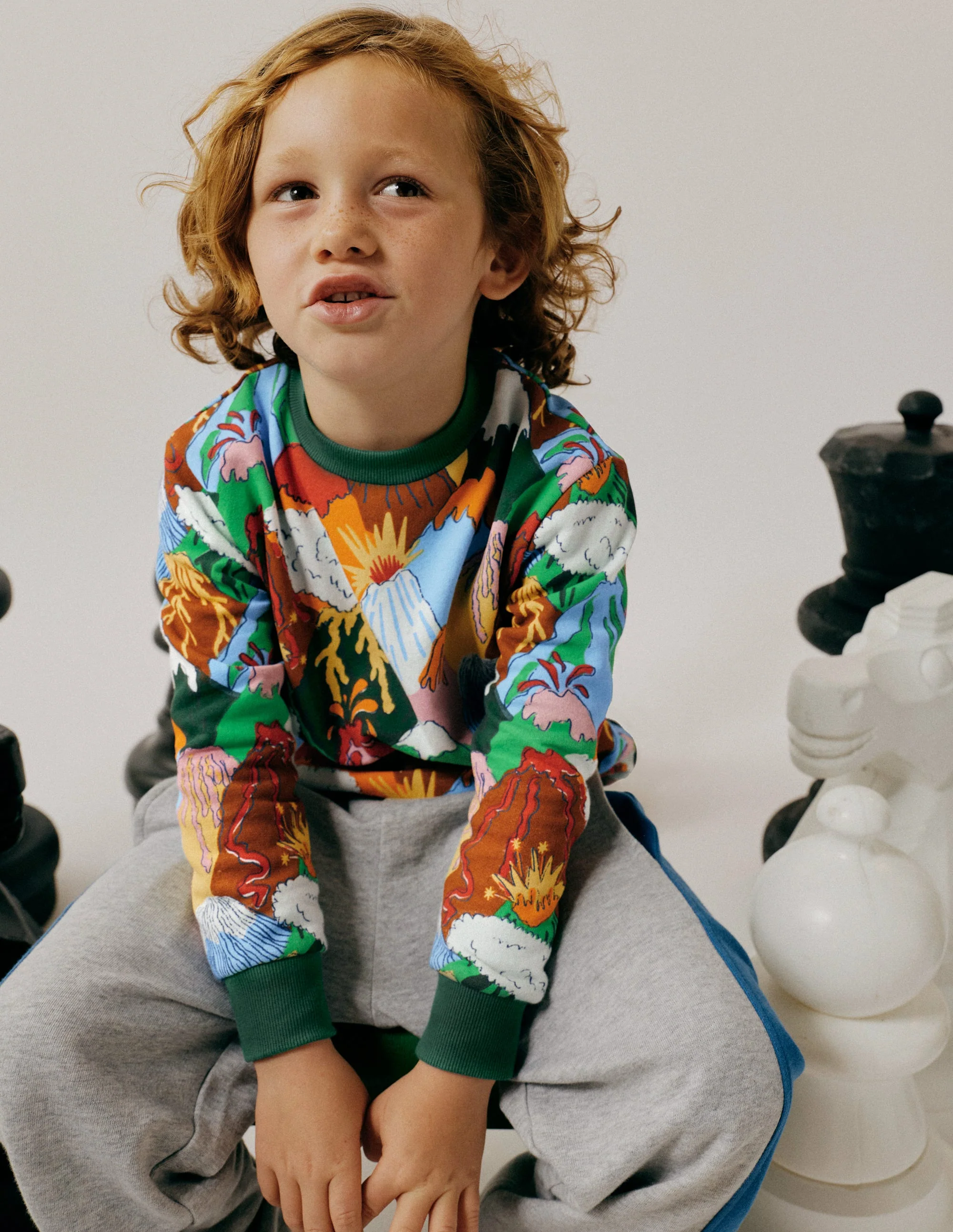 Everyday Printed Sweatshirt-Multi Volcanoes