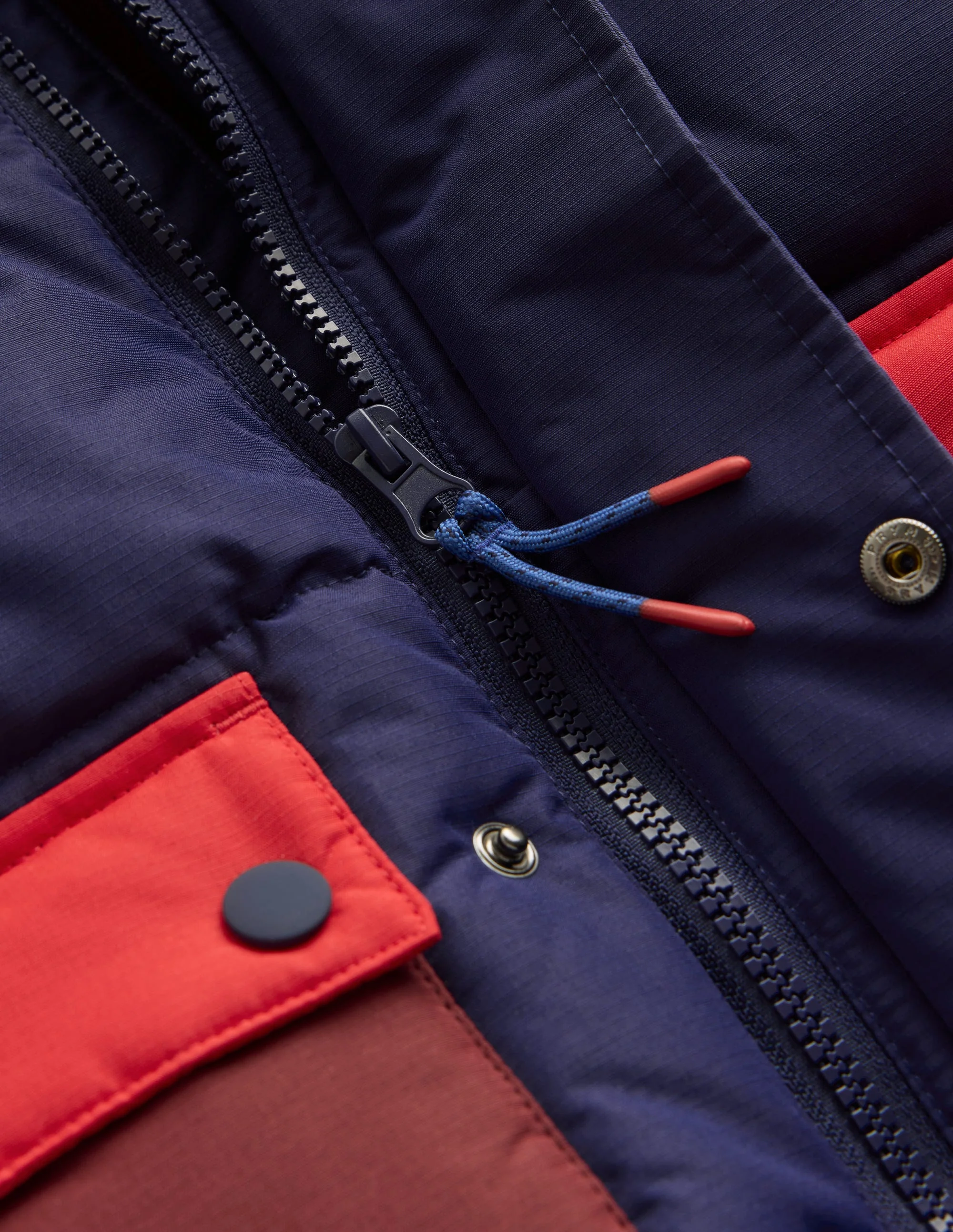 Fleece Lined Padded Coat-Navy Colourblock - Image 3