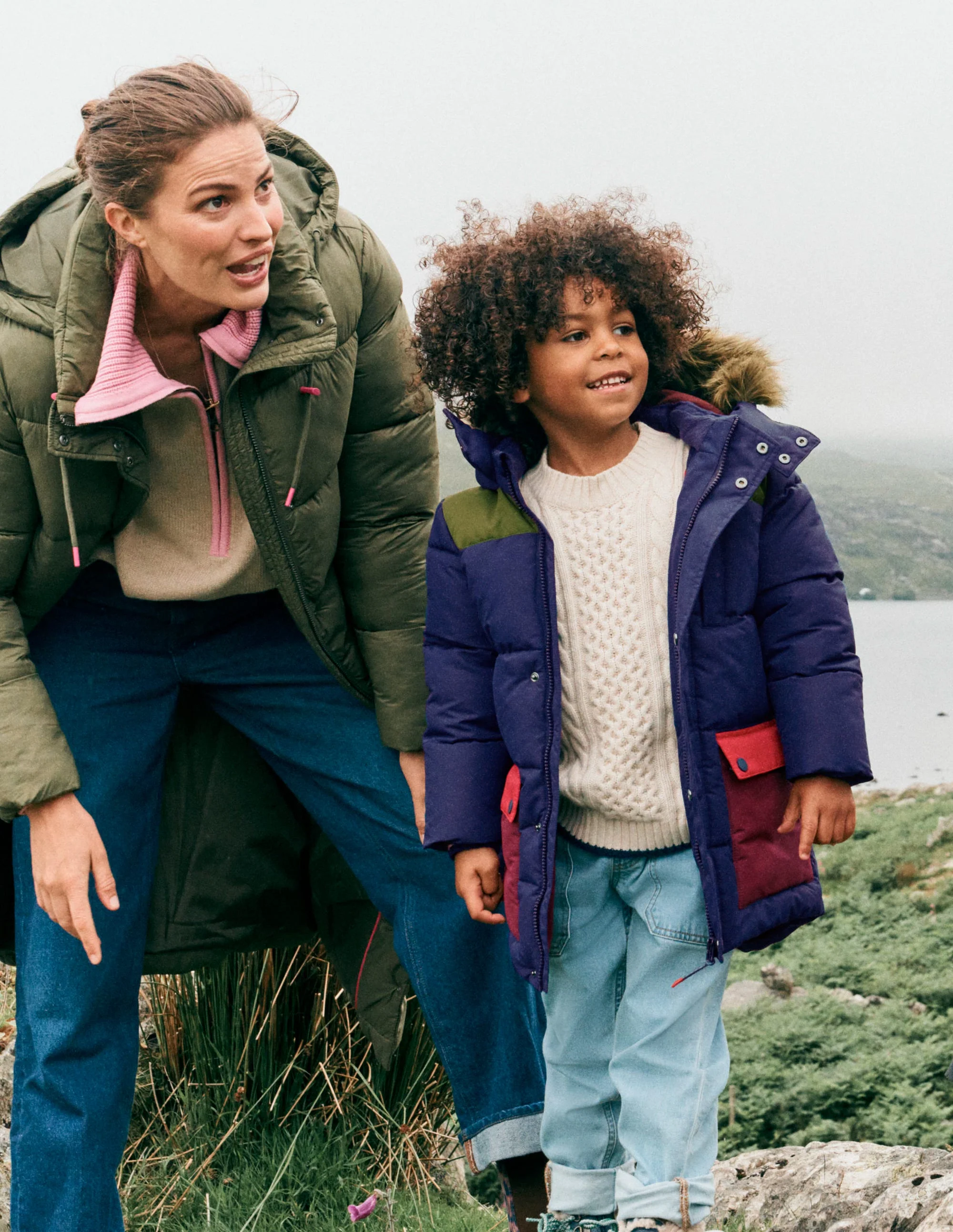 Fleece Lined Padded Coat-Navy Colourblock - Image 6