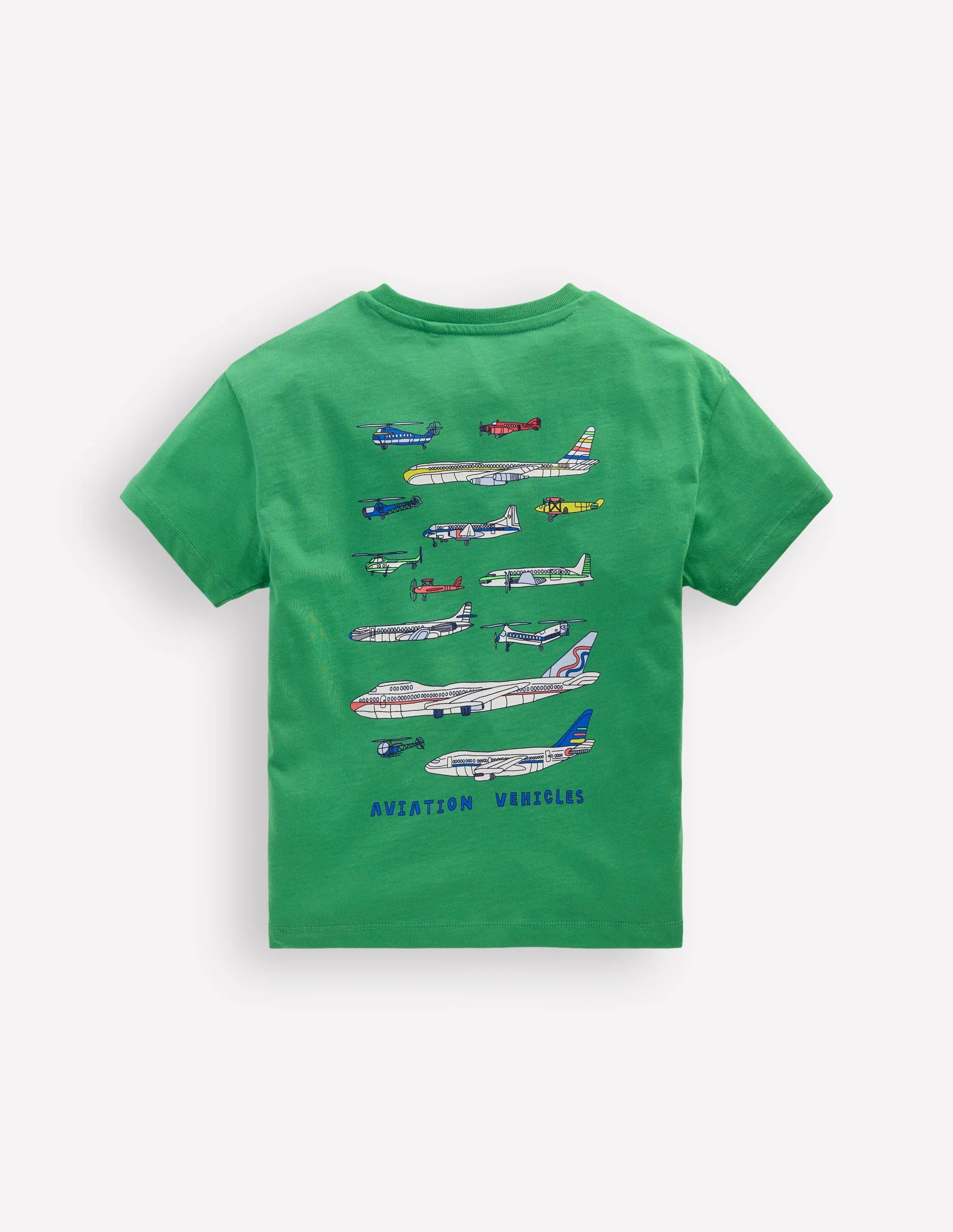 Front & Back Printed T-shirt-Bright Green Aviation Vehicles - Image 3