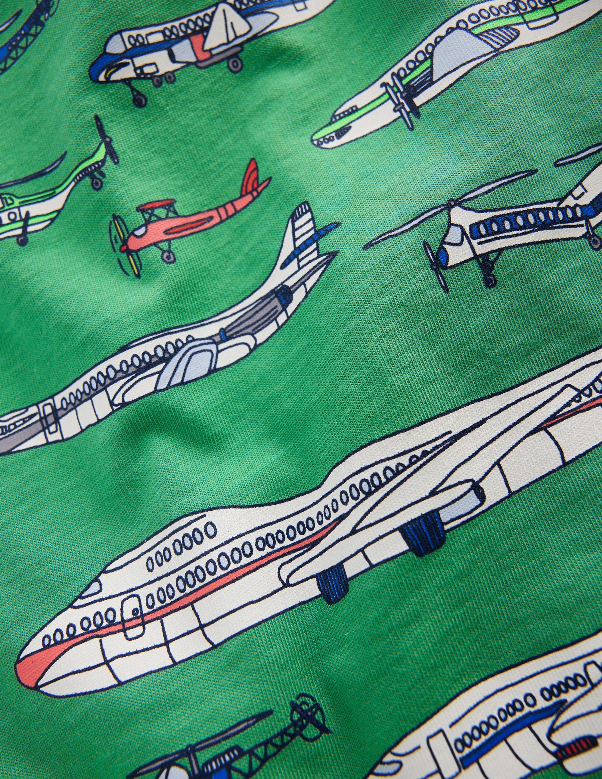Front & Back Printed T-shirt-Bright Green Aviation Vehicles - Image 4