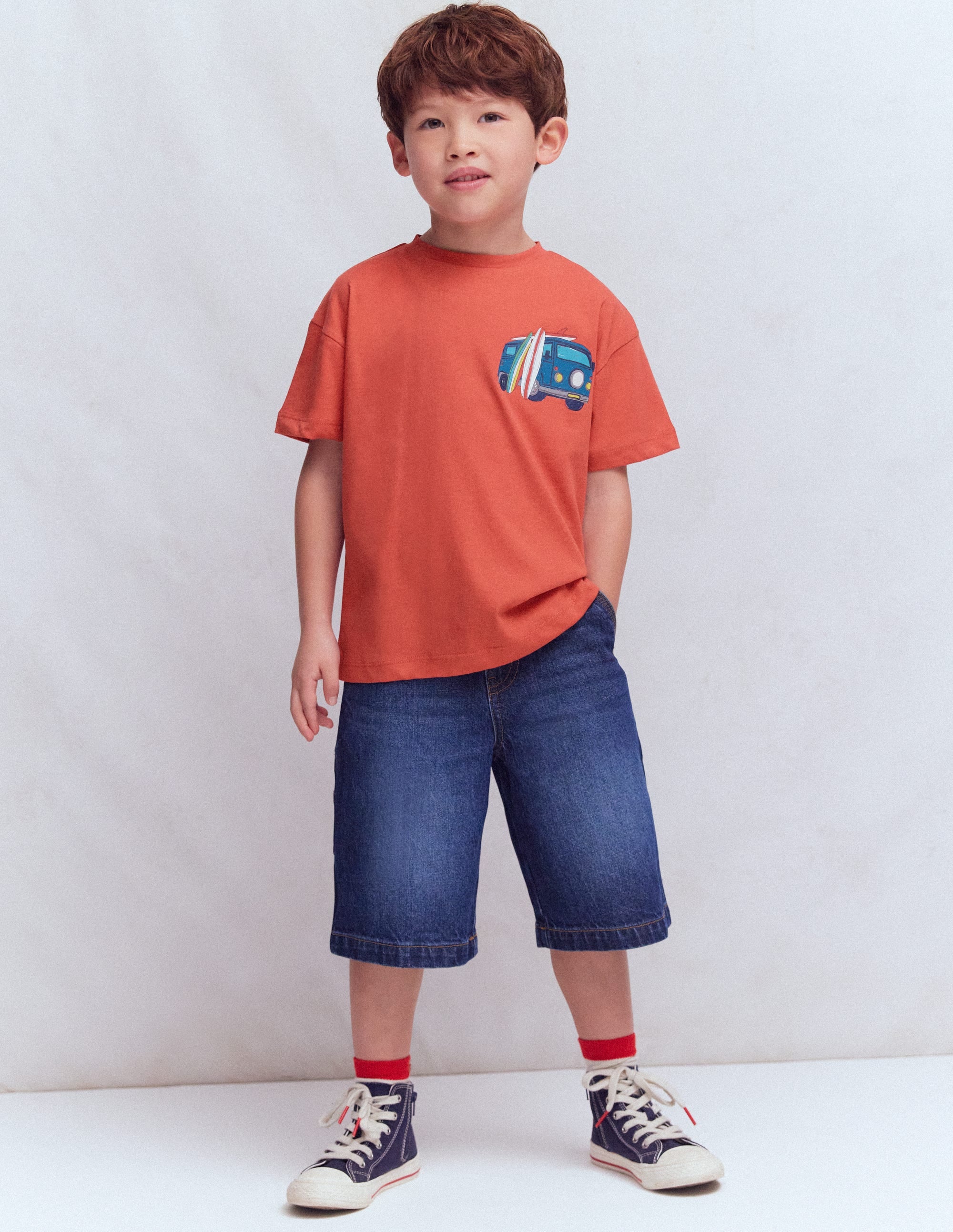 Front & Back Printed T-shirt-Burnt Sienna Camper Van - Image 2
