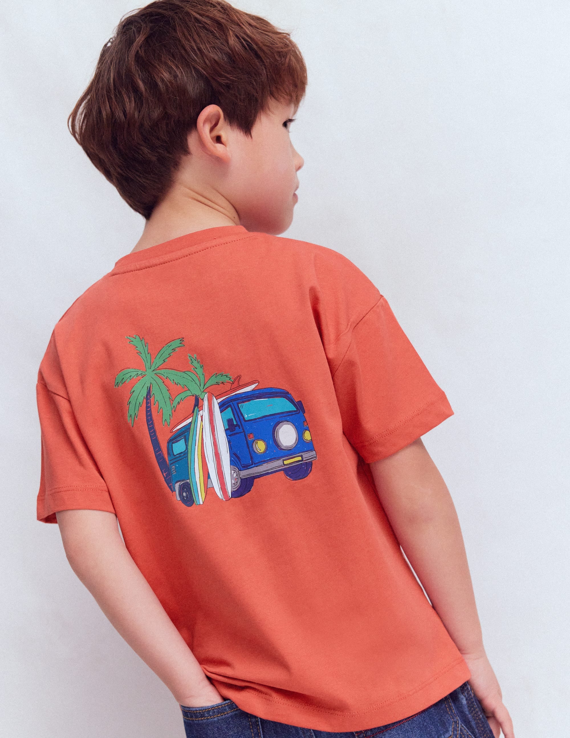 Front & Back Printed T-shirt-Burnt Sienna Camper Van - Image 3
