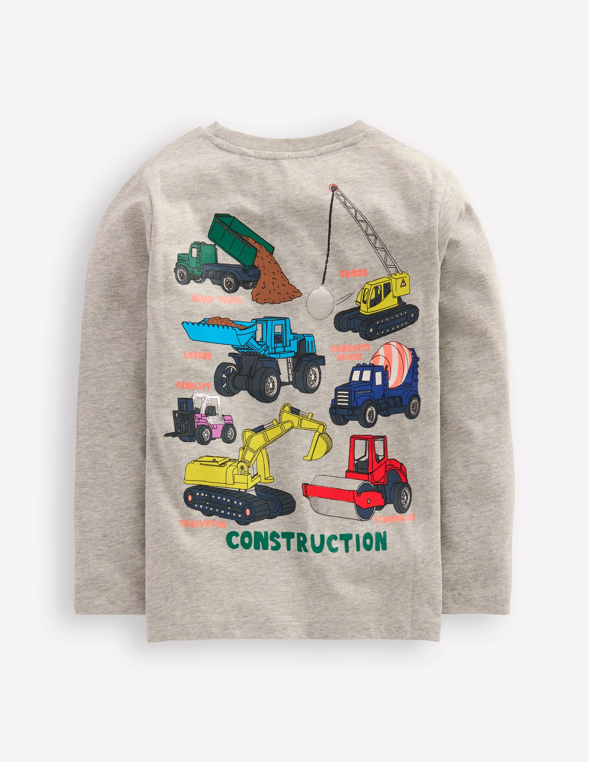 Front & Back Printed T-shirt-Grey Marl Vehicles - Image 2
