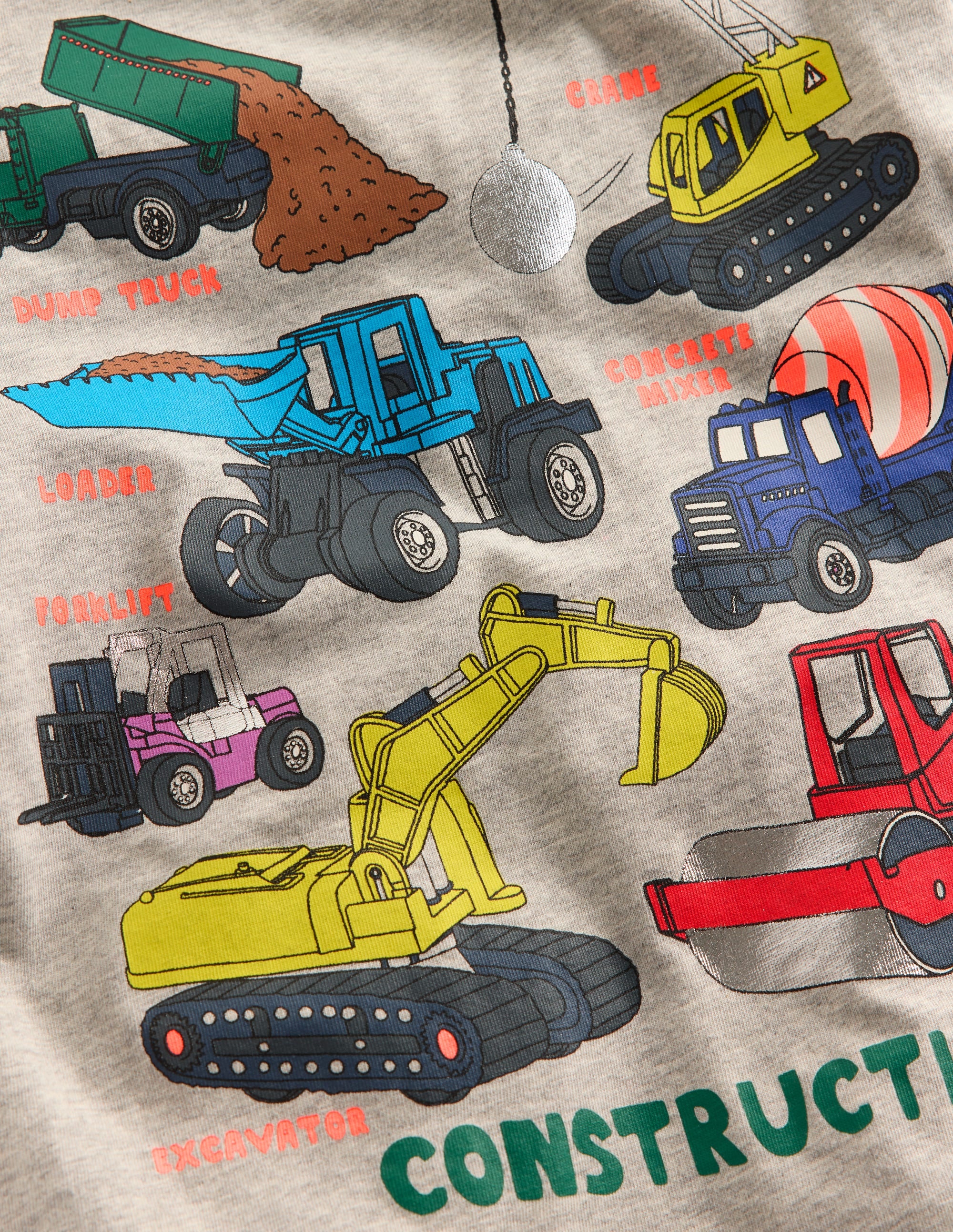 Front & Back Printed T-shirt-Grey Marl Vehicles - Image 3