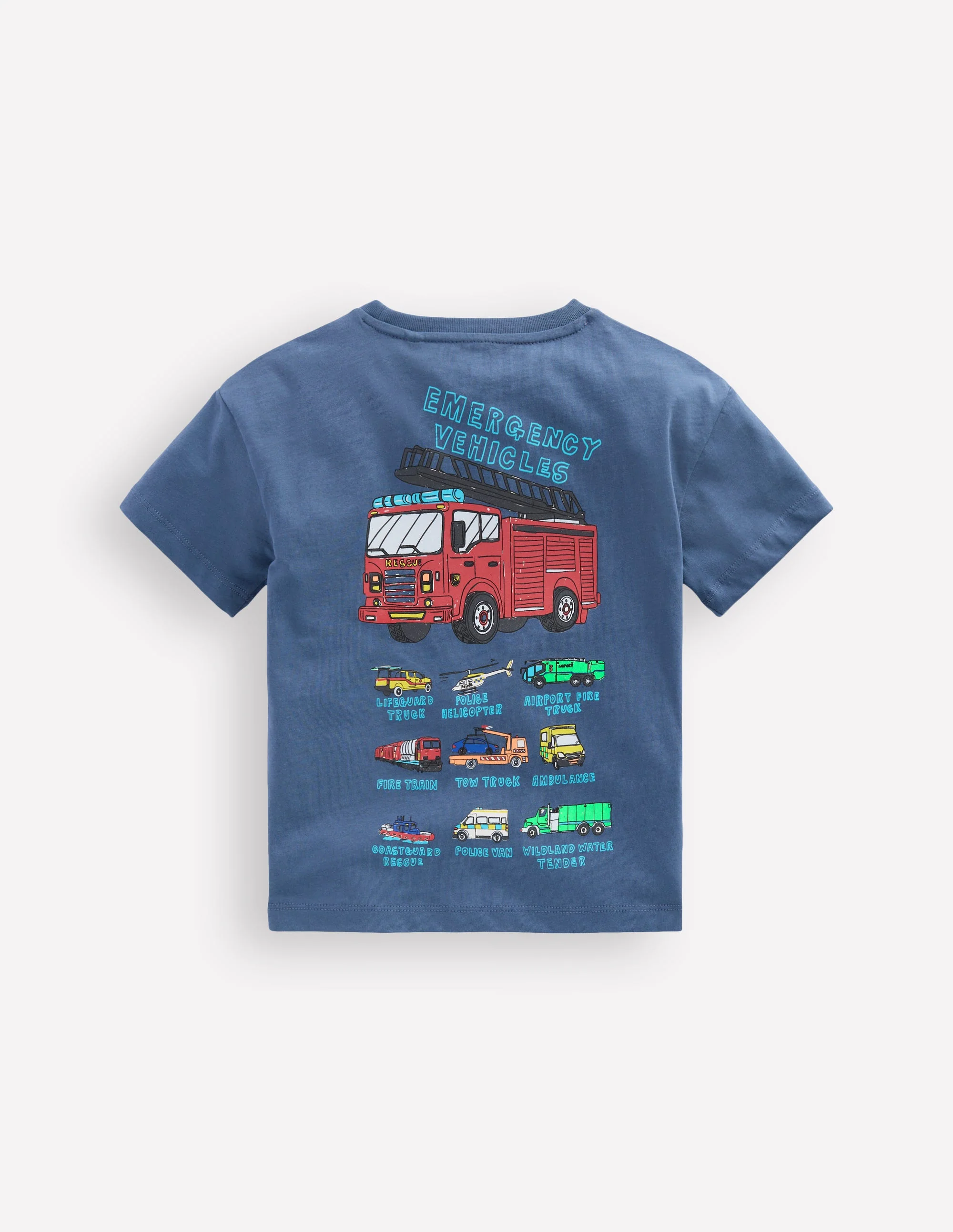 Front & Back Printed T-shirt-Vintage Indigo Truck - Image 2