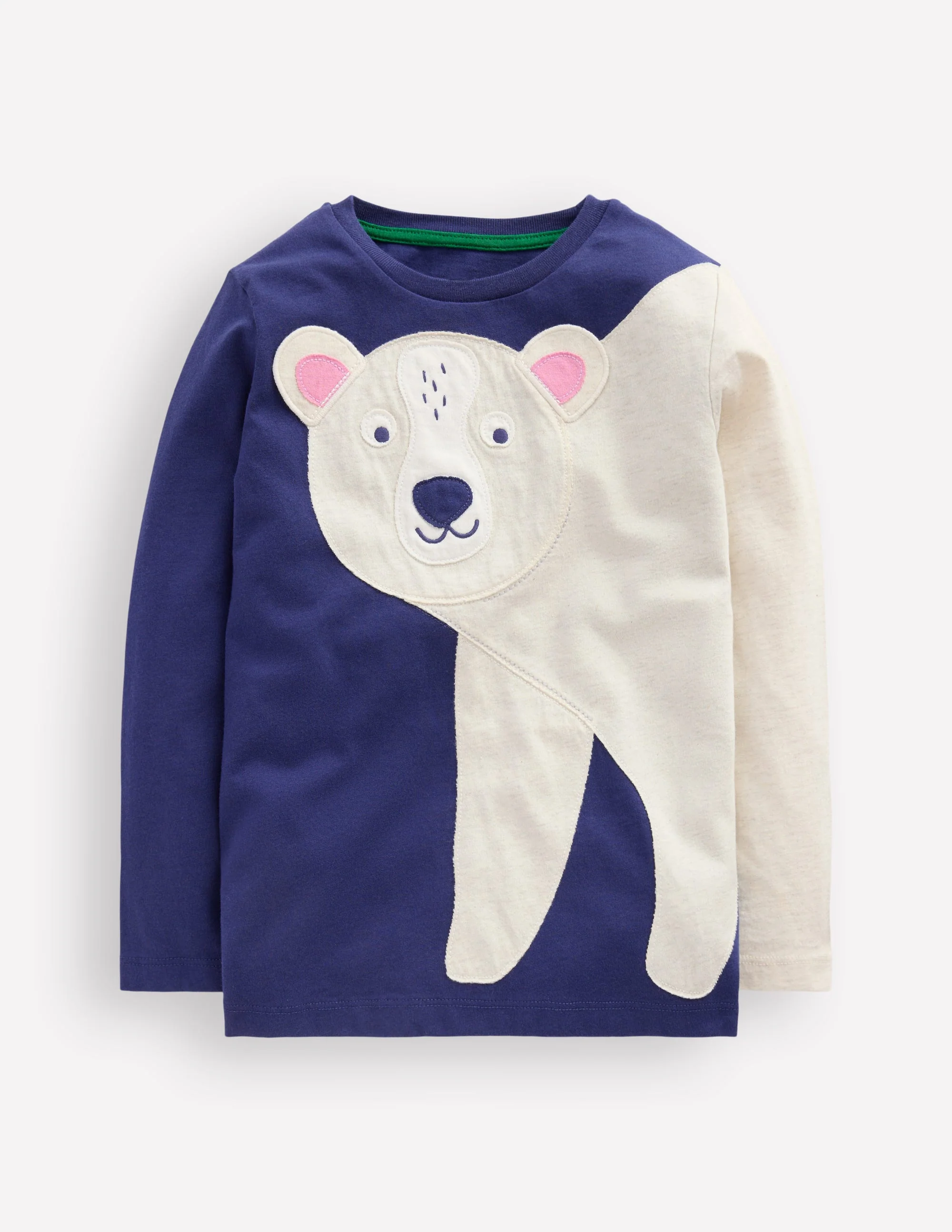 Fun Appliqué T-shirt-Blue Marl Polar bear