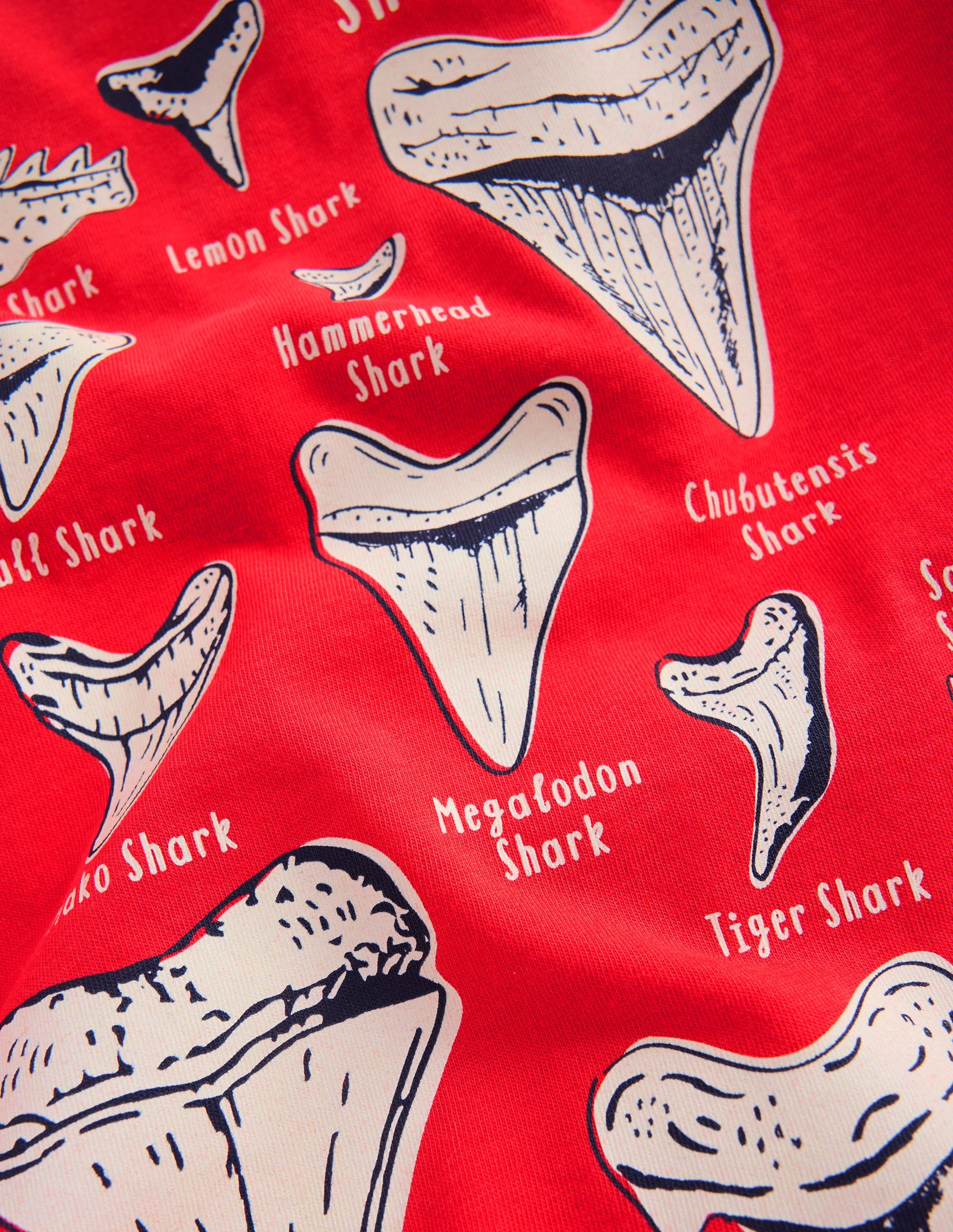 Glow-In-The-Dark T-shirt-Hot Coral Sharks Teeth - Image 4