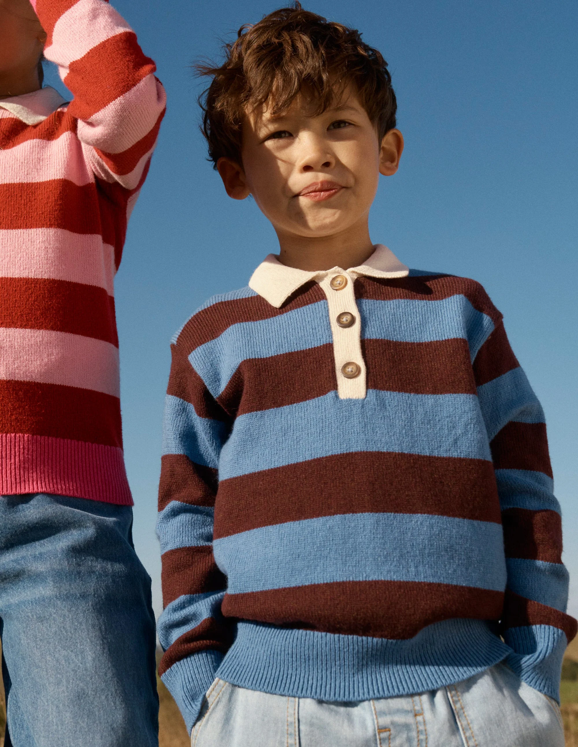 Knitted Rugby Top-Blue and Brown Stripe - Image 4