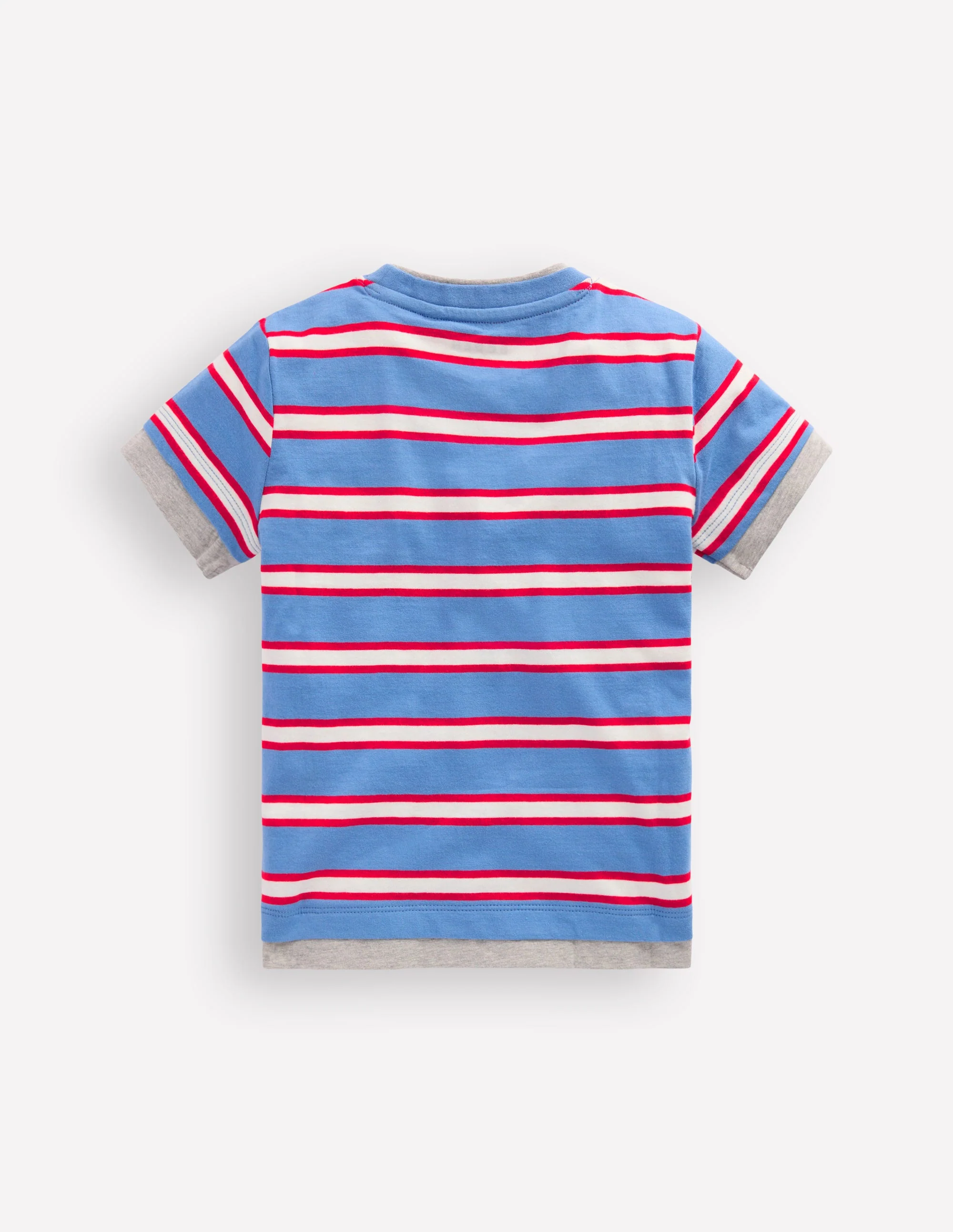 Layered Look T-shirt-Blue/Red - Image 2