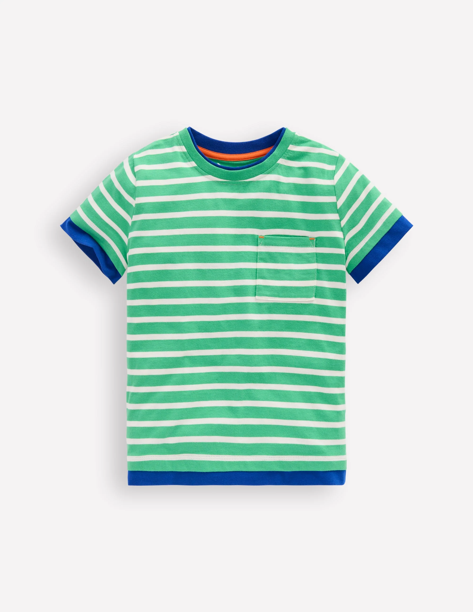 Layered Look T-shirt-Pea Green/Ivory
