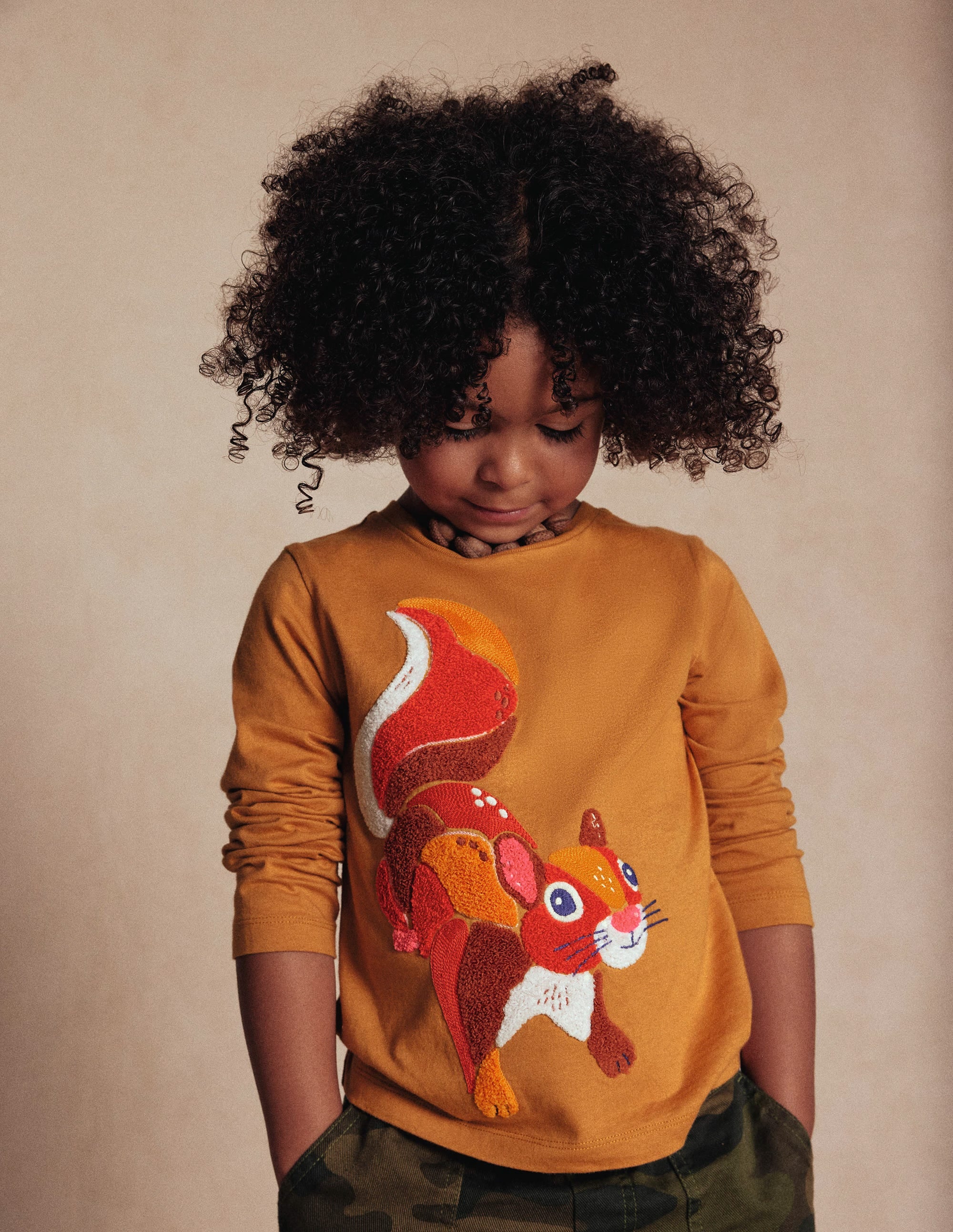 Long Sleeve Bouclé T-shirt-Toffee Brown Squirrel - Image 4